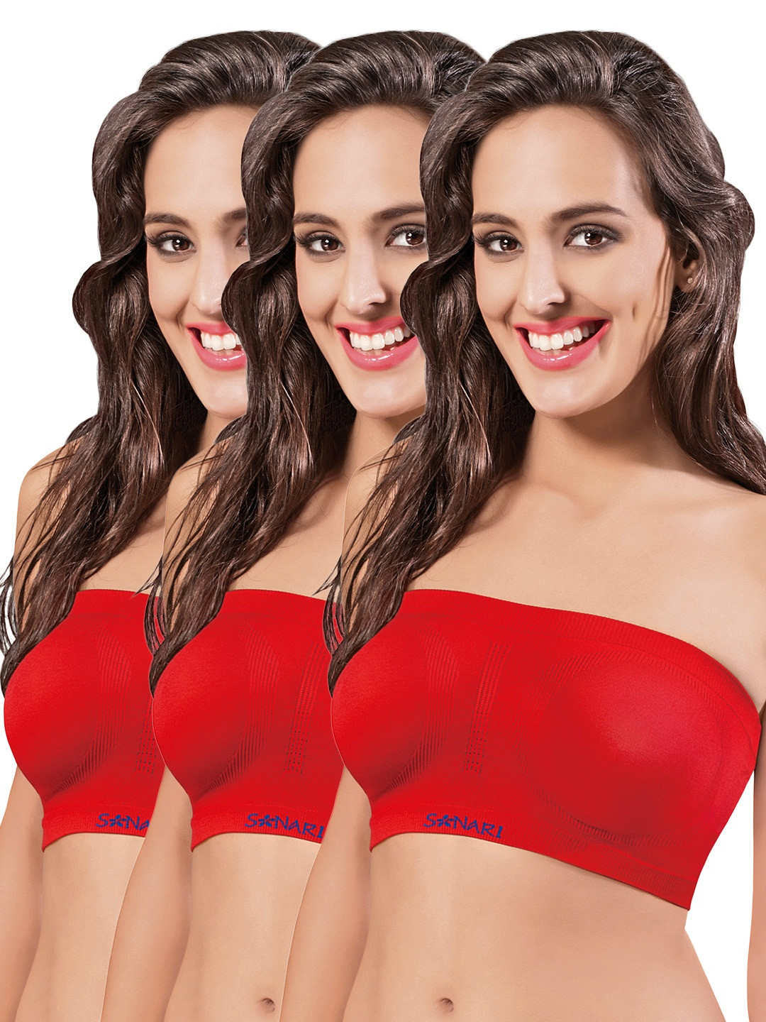 Sonari Pack of 3 Red Bandeau Bras