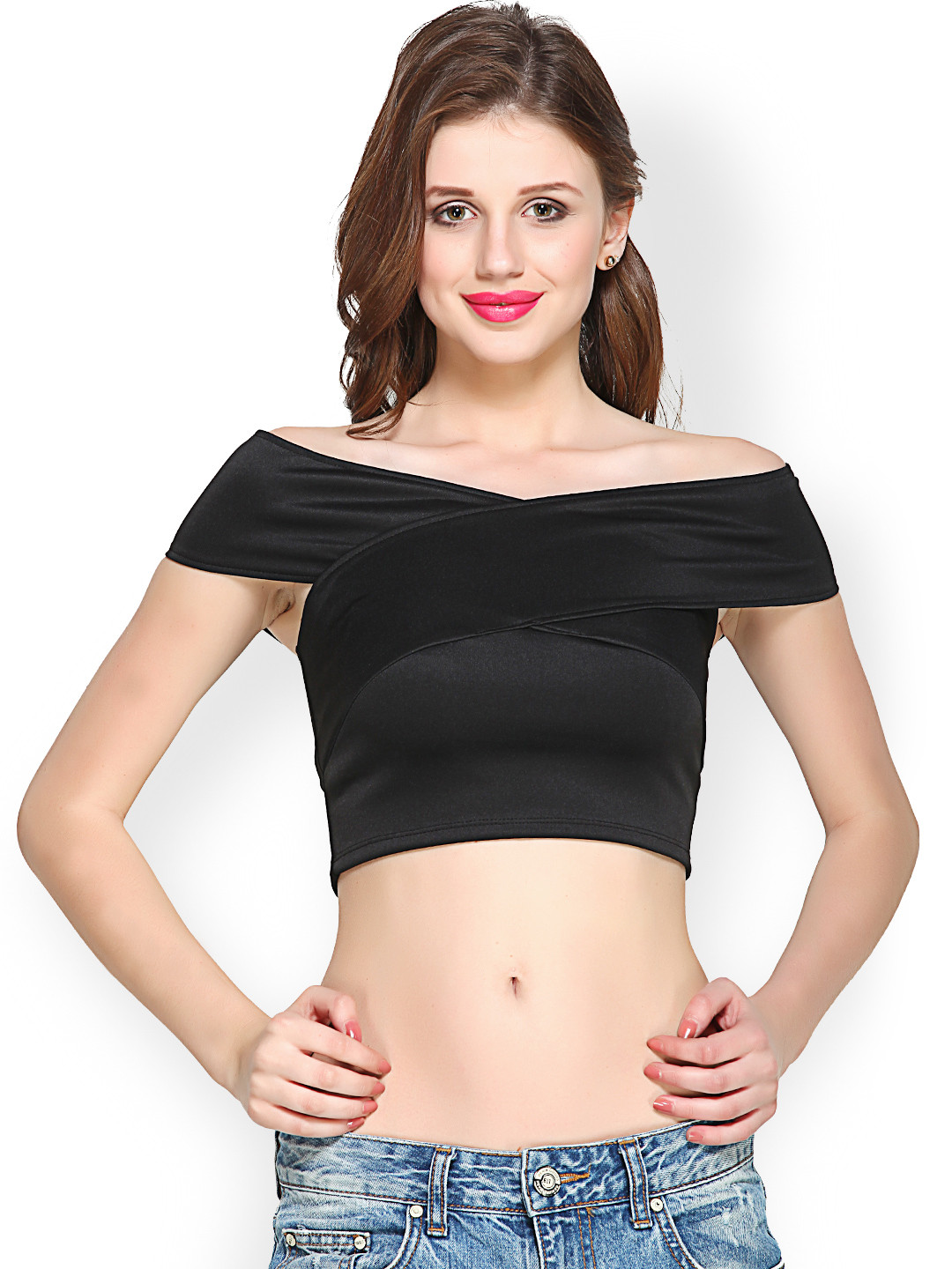 Veni Vidi Vici Women Black Crop Top