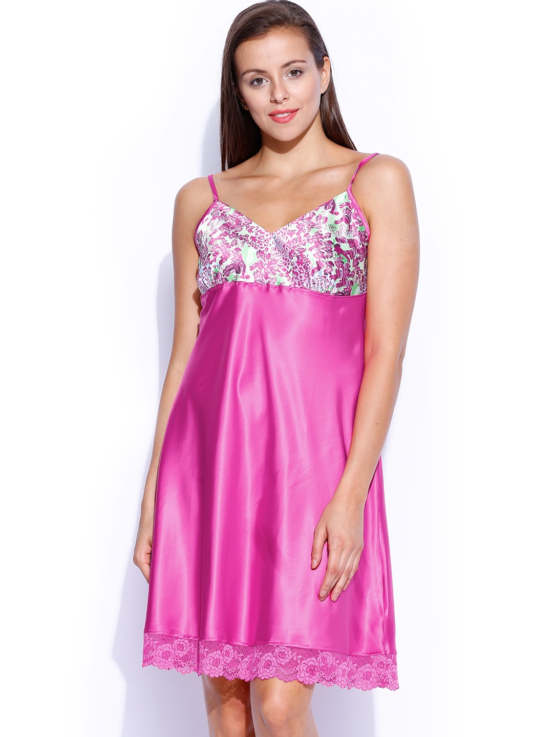 Buy Enamor Pink Baby Doll Nightdress N063 Nightdress for Women