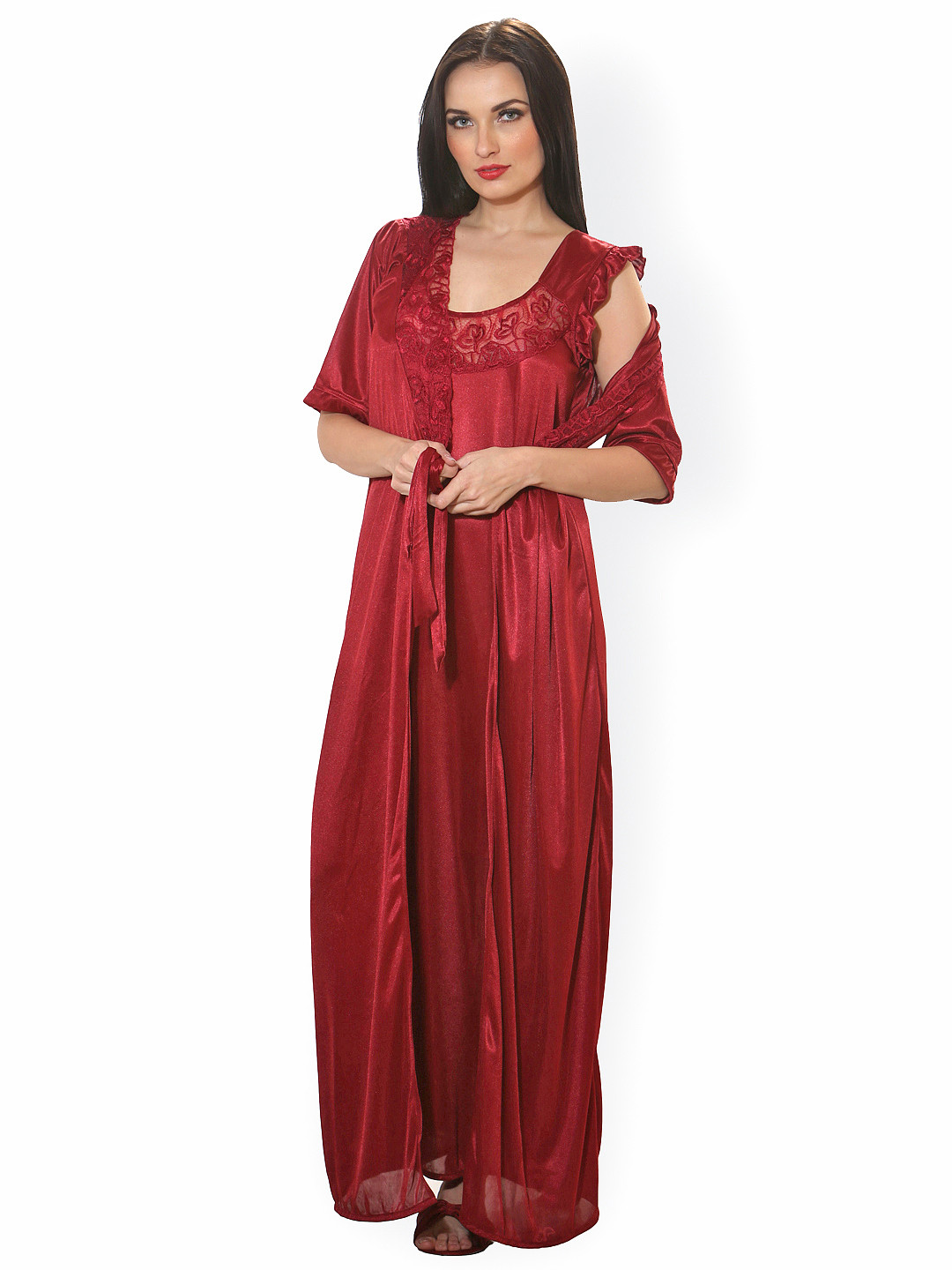 Clovia Chic Basic Satin Robe NSM283P99O
