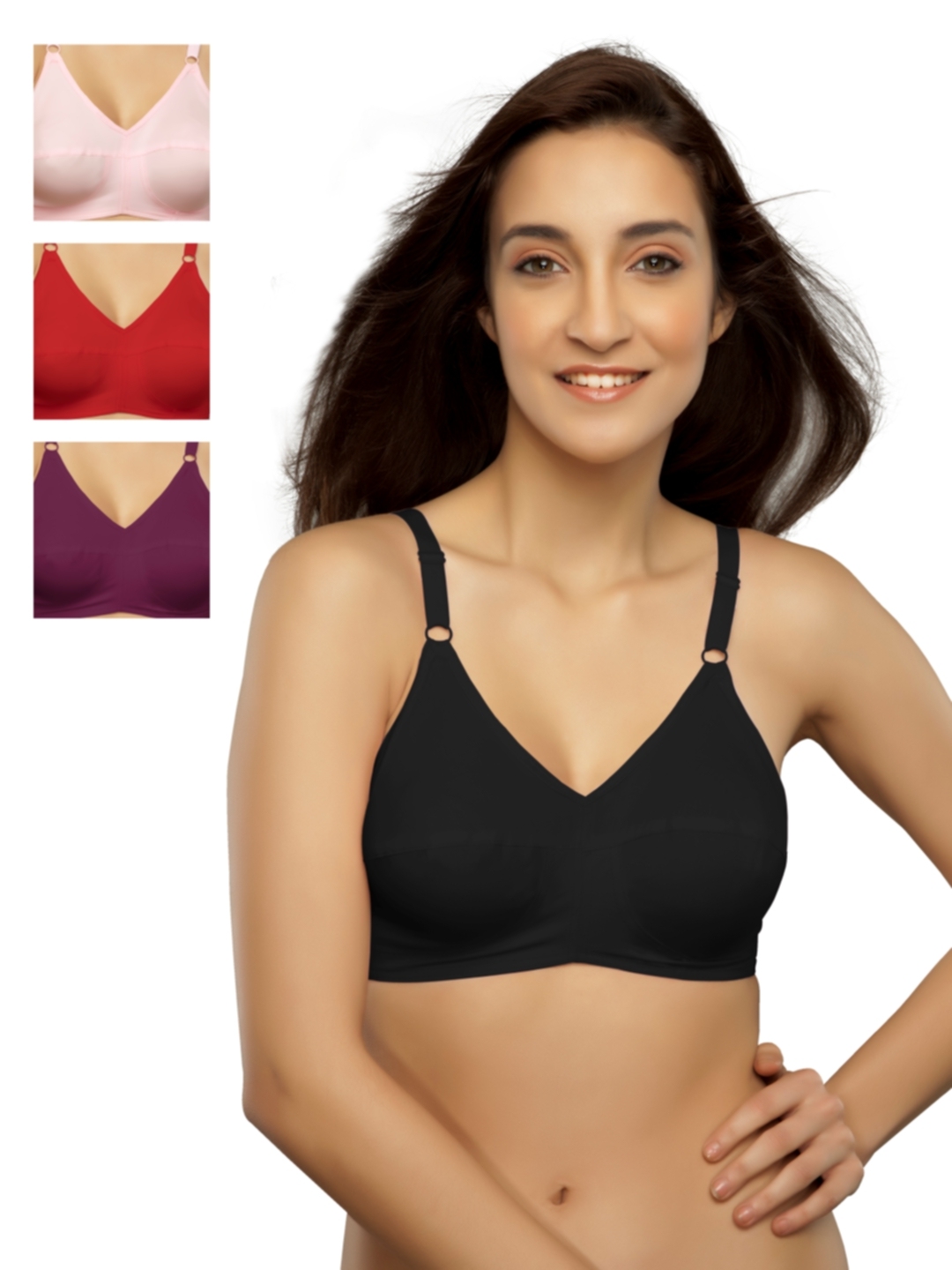 Souminie Pack of 3 Full-Coverage Comfort Fit Bras SLY931-3PC-PK