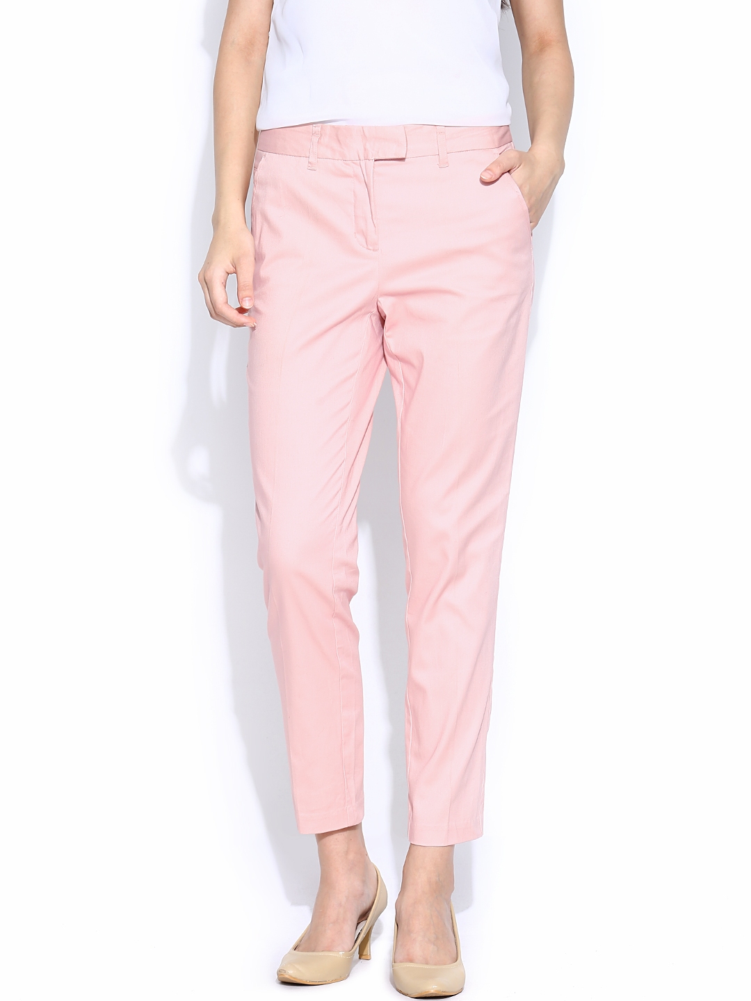 Buy Women Pink Solid Formal Regular Fit Trousers Online  729570  Van  Heusen