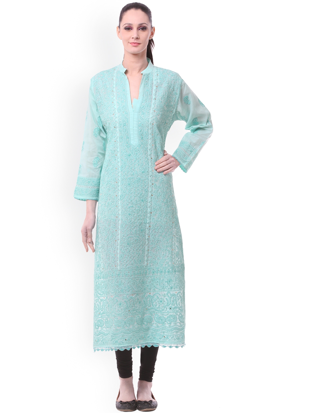 myntra chikankari kurtas