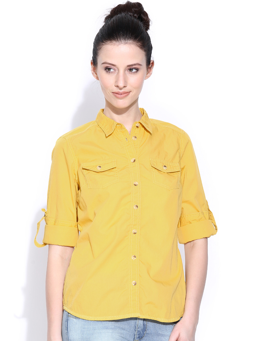 Wills Lifestyle Yellow Casual Shirt