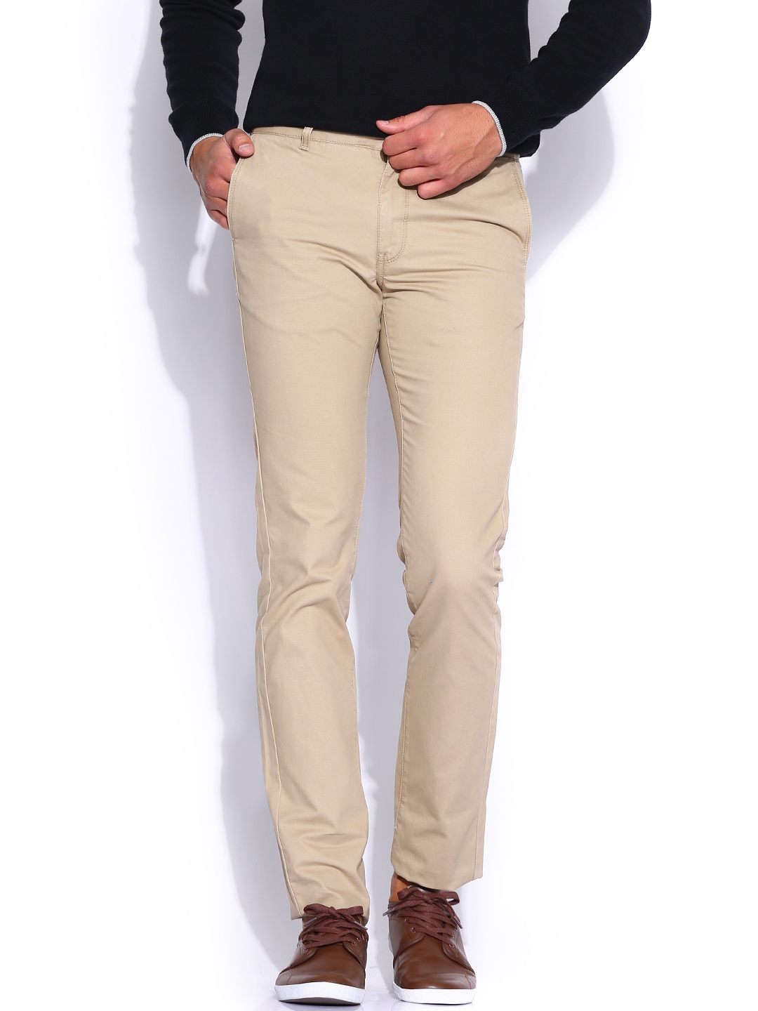 Buy Indian Terrain Khaki Kansas Fit Casual Trousers  Trousers for Men  1099259  Myntra