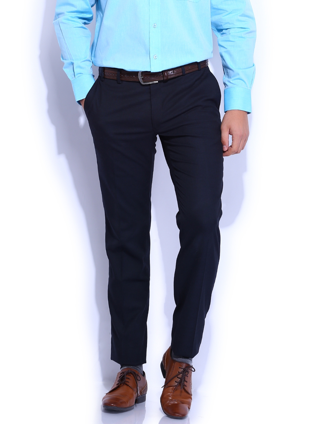 Buy Wills Classic By Wills Lifestyle Navy Blue Skinny Fit Semiformal  Trousers  Trousers for Men 882682  Myntra
