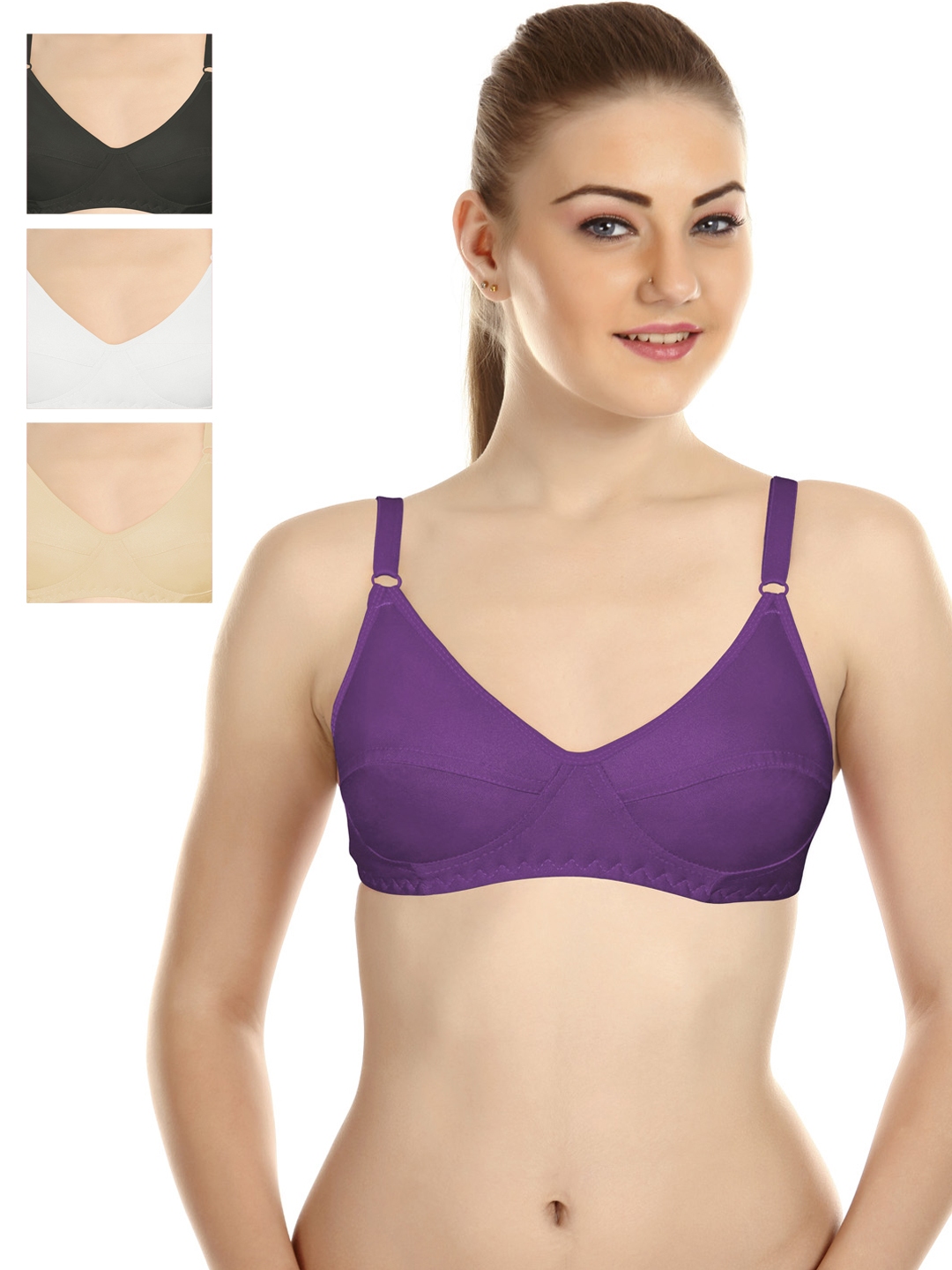 Buy Souminie Pack Of 4 Full Coverage T Shirt Bras SLY 35 - Bra for Women  899227