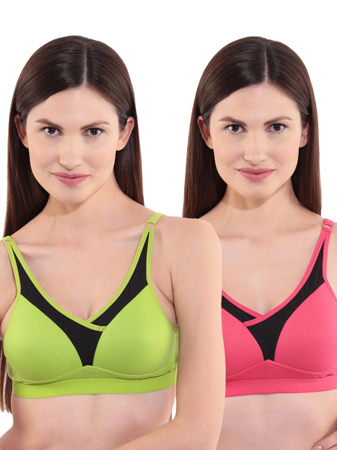 Buy Floret Pack of 2 Solid Non-Wired Heavily Padded Push-Up Bra -  Multi-Color online