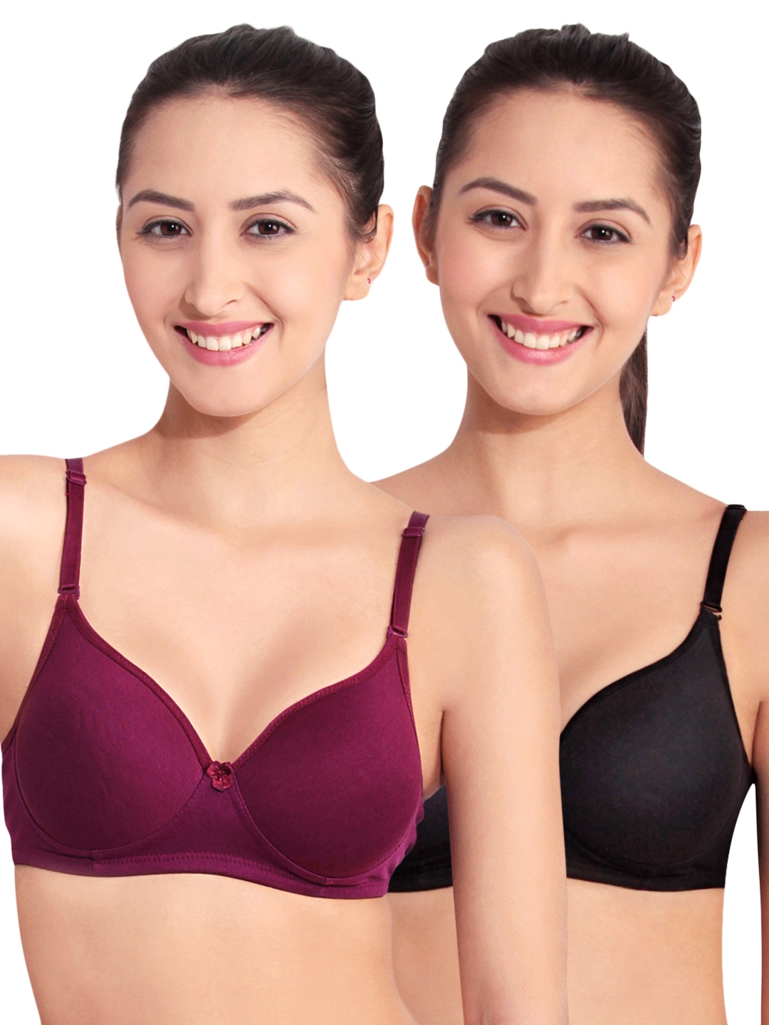 Floret Non Padded Full Coverage Cotton Bra Pink (Pack of 2)