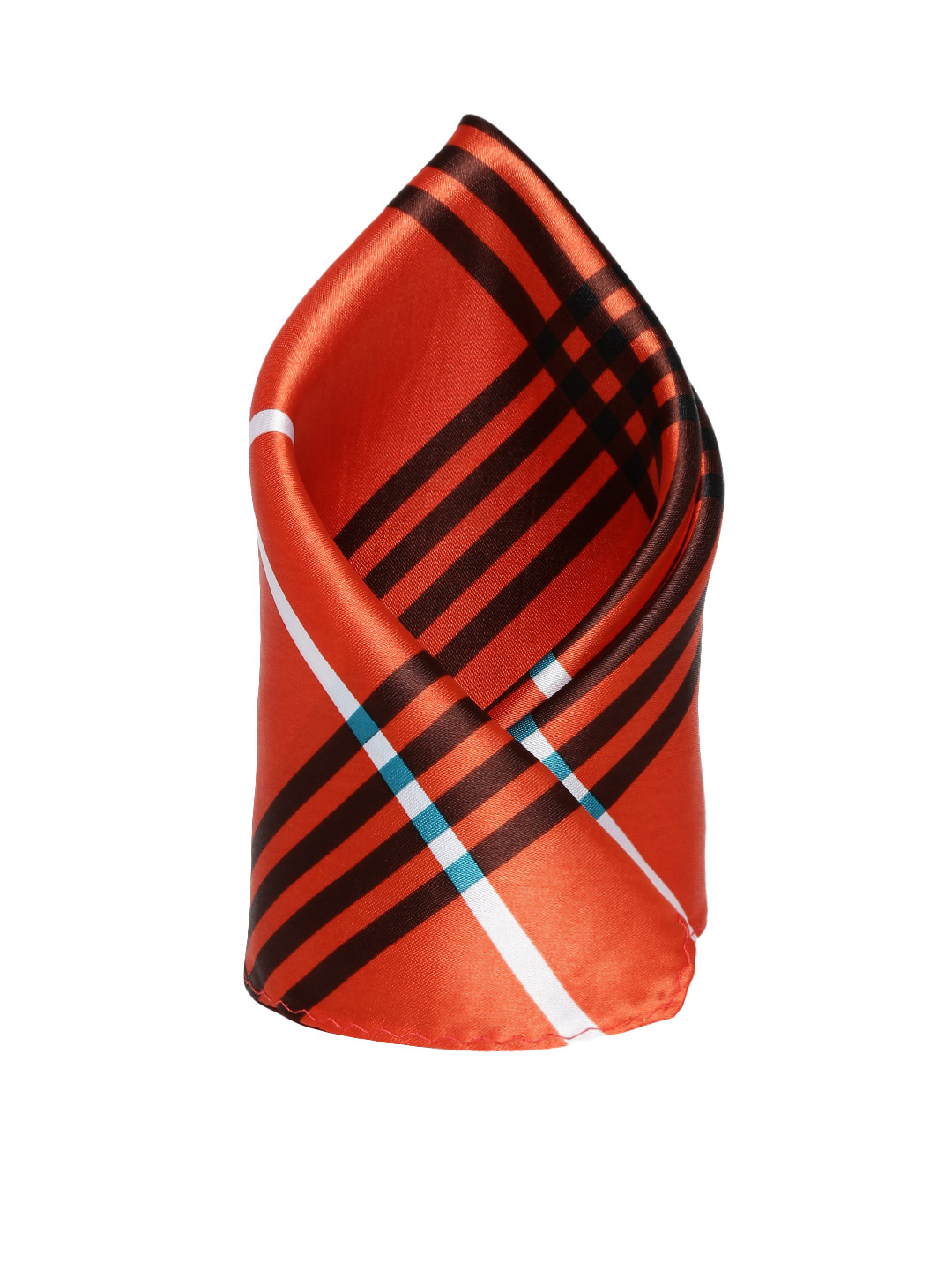 Alvaro Castagnino Men Orange Checked Pocket Square