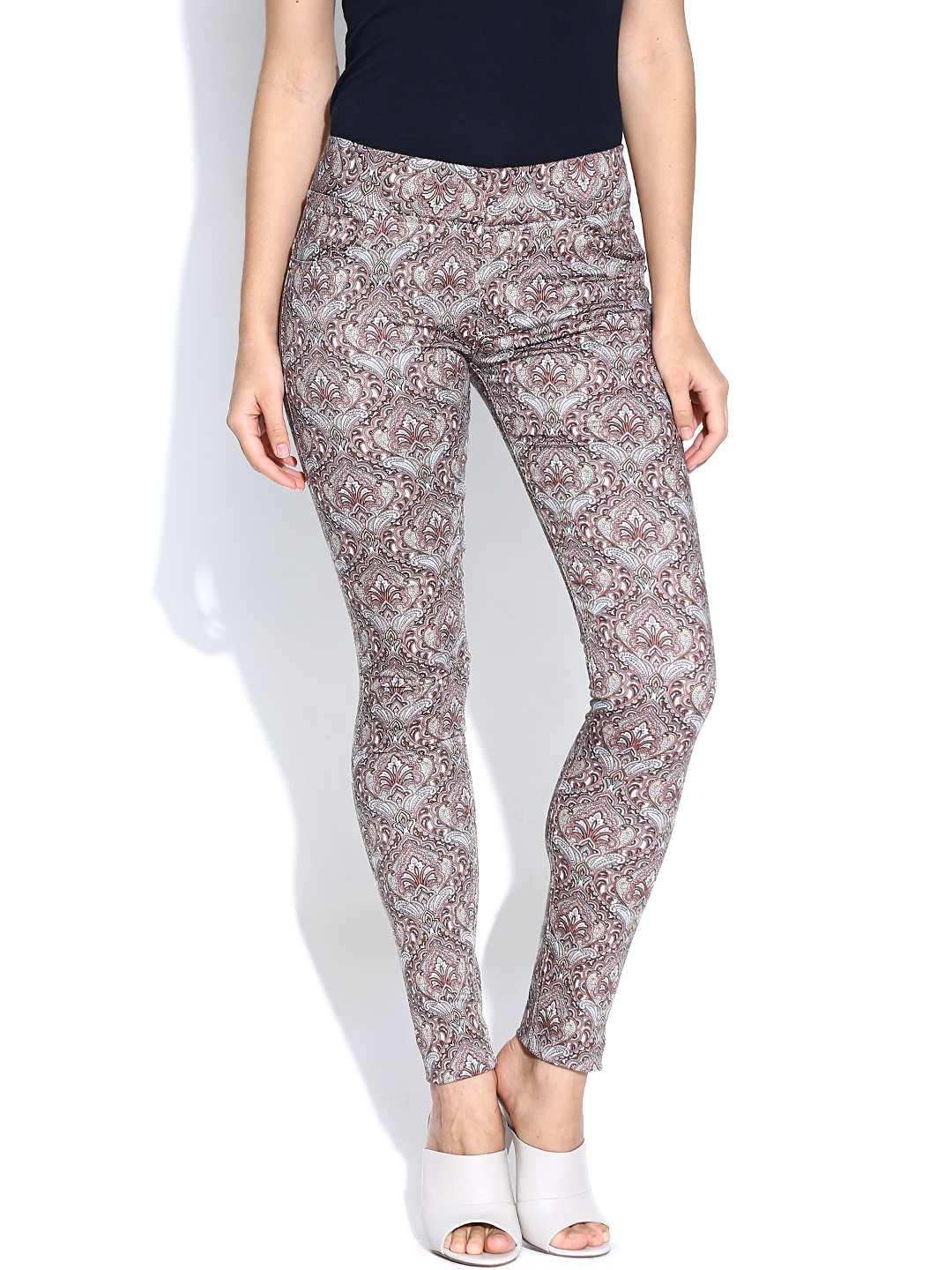 Sera Brown Printed Casual Trousers