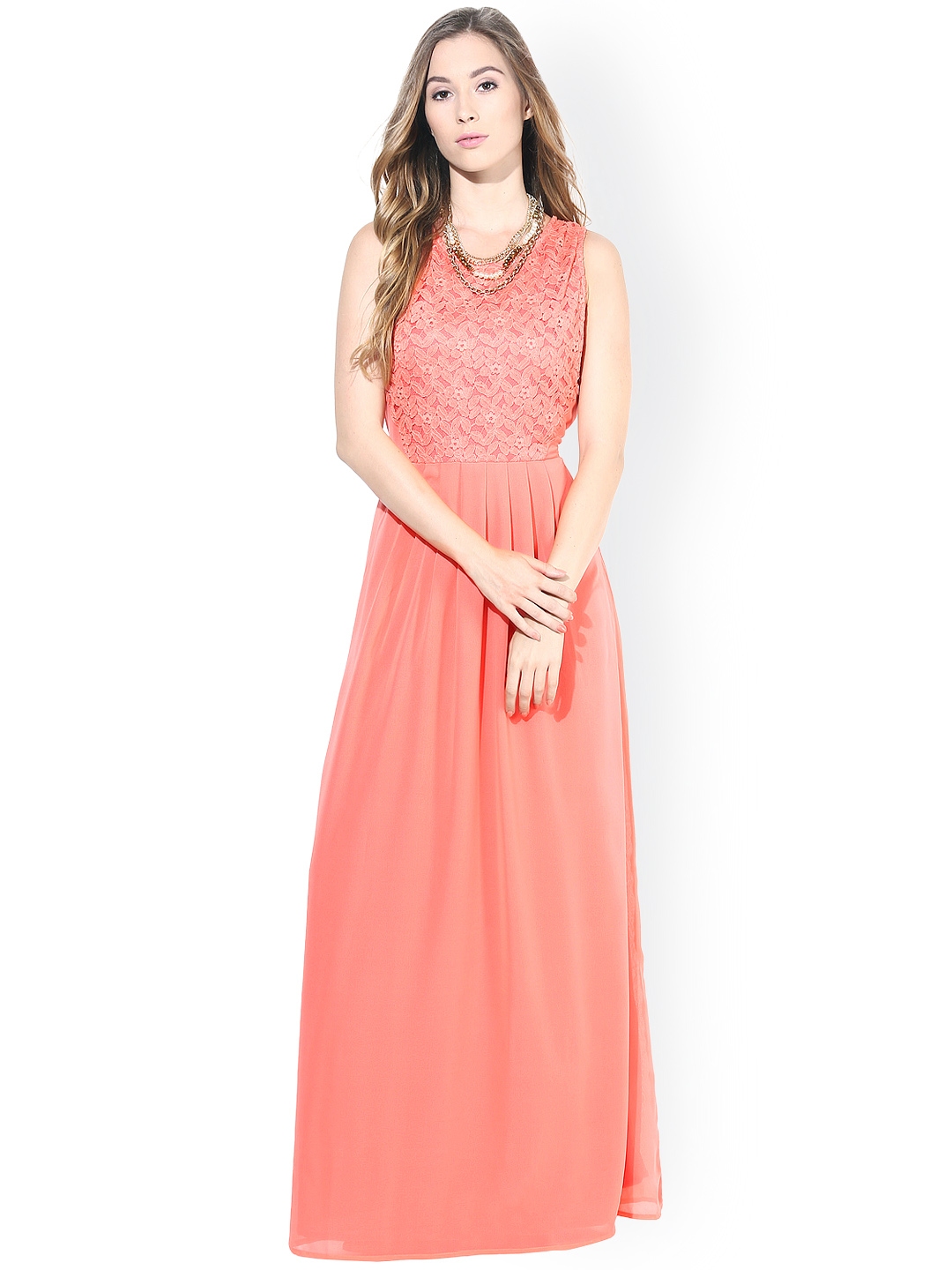 myntra peach dress