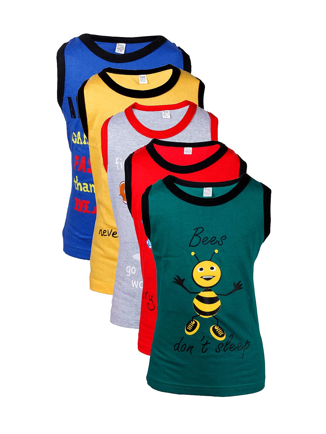 GKIDZ Boys Pack of 5 Printed Pure Cotton T shirts