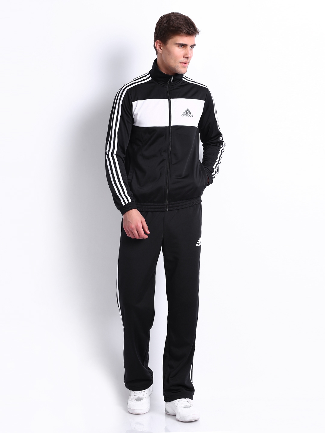 mens black and white adidas tracksuit