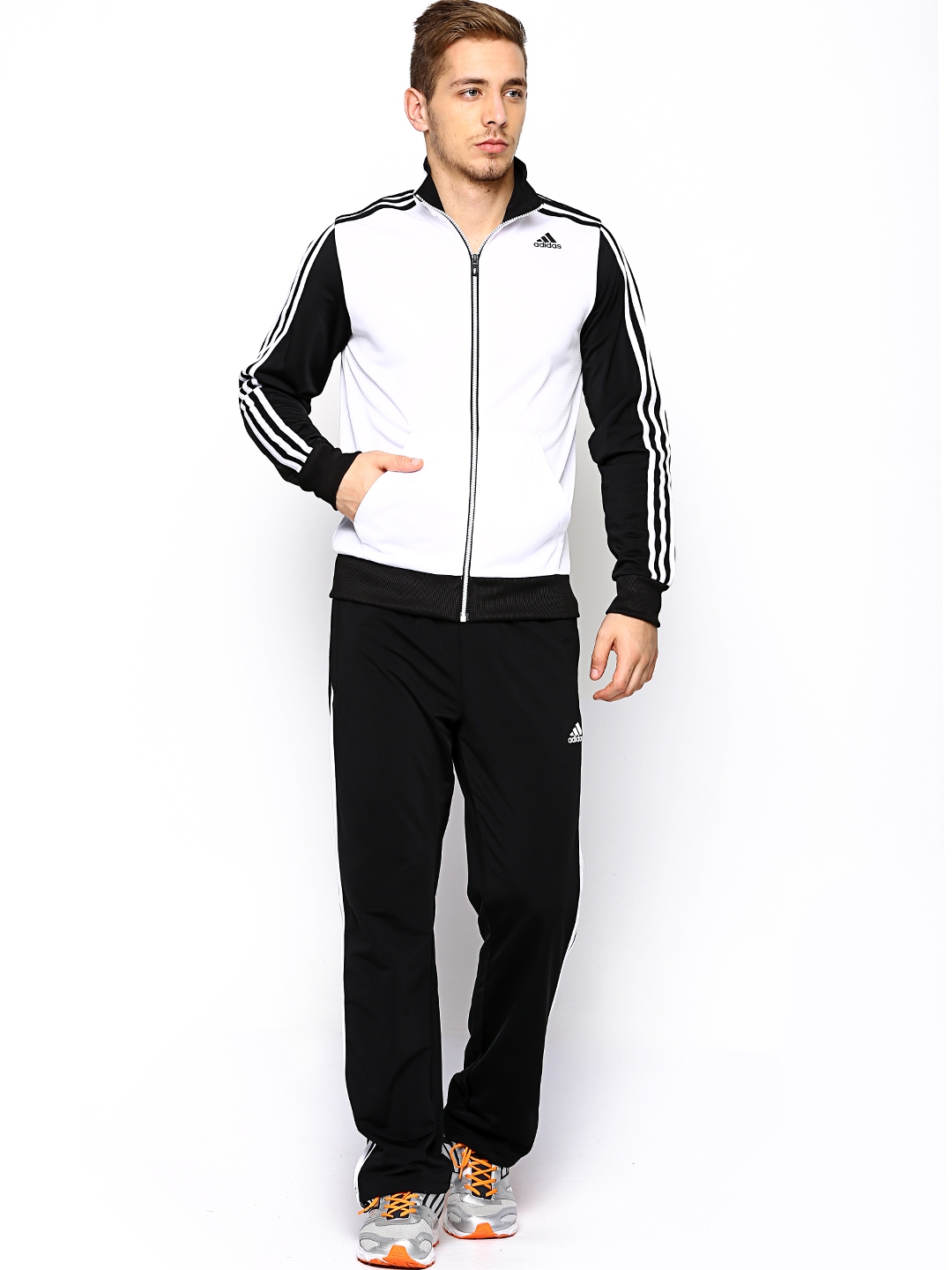 mens black and white adidas tracksuit