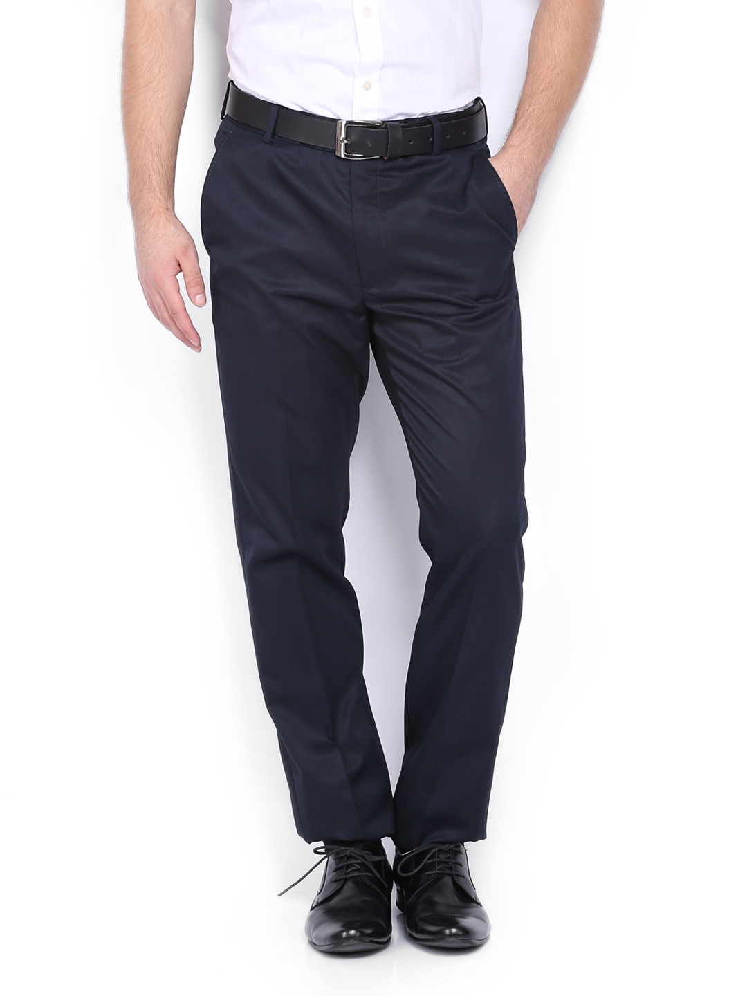 Navy Cotton Elastane Tapered Trousers