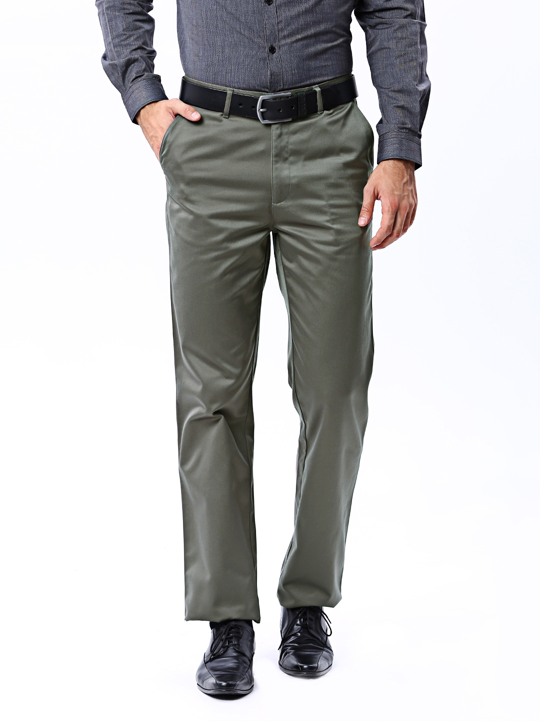 Buy Basics Dark Grey Comfort Fit Trousers for Men Online  Tata CLiQ