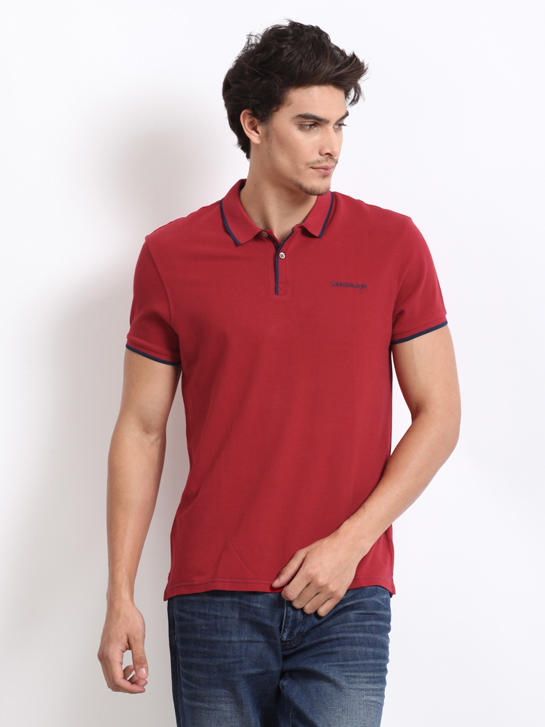 På forhånd Cruelty flaskehals Buy Calvin Klein Men Red Polo Pure Cotton T Shirt - Tshirts for Men 166728  | Myntra