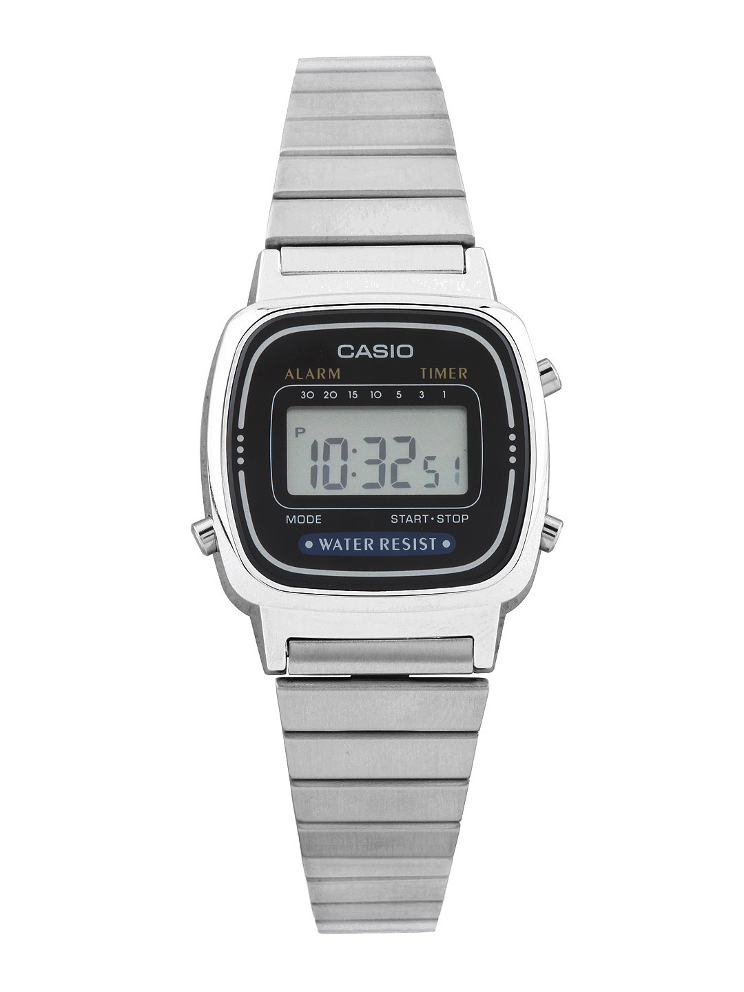 CASIO Vintage LA670WA-1DF Black Digital Dial Silver Stainless Steel Band D089