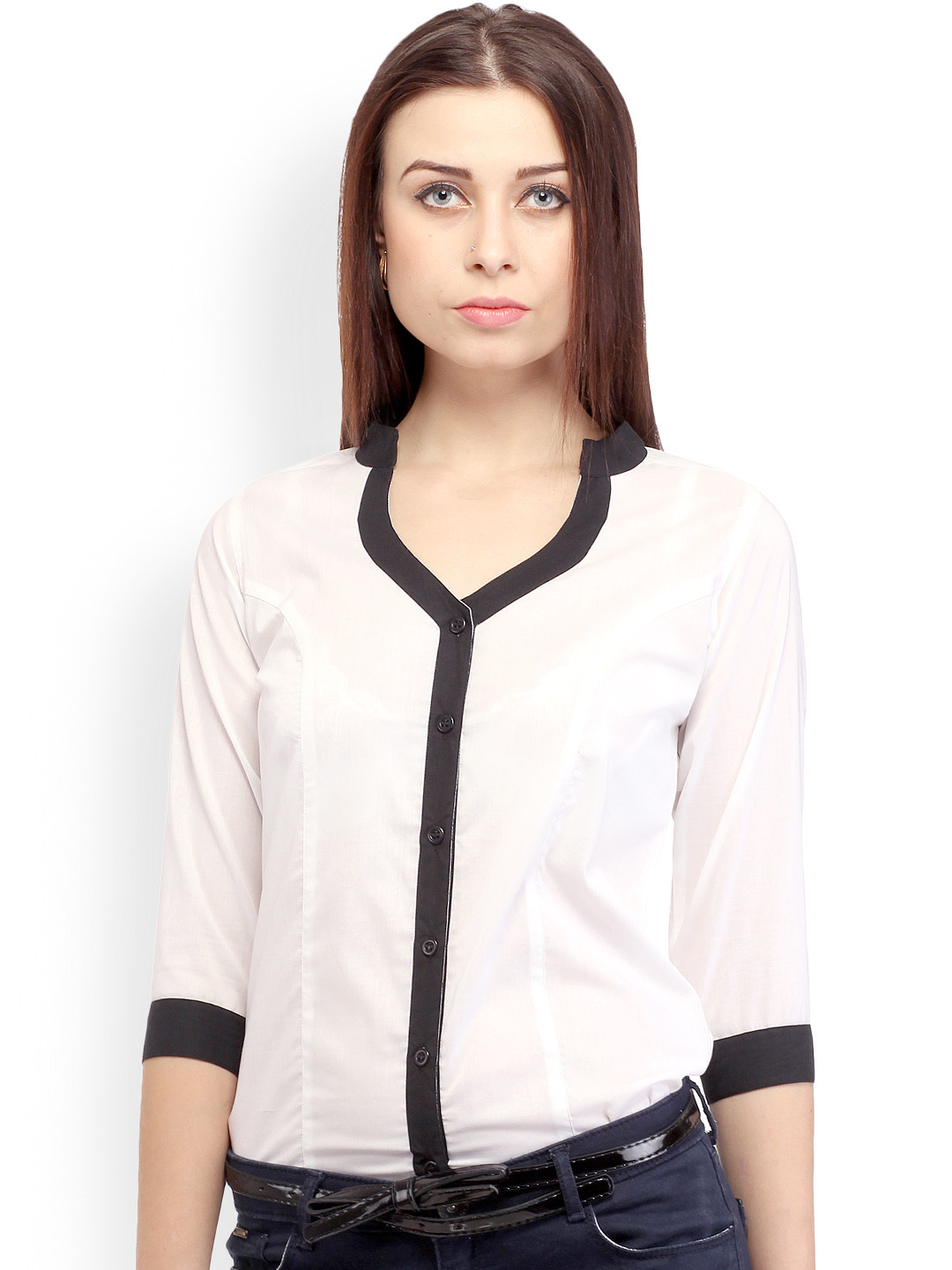 Cation Women White Smart Casual Shirt