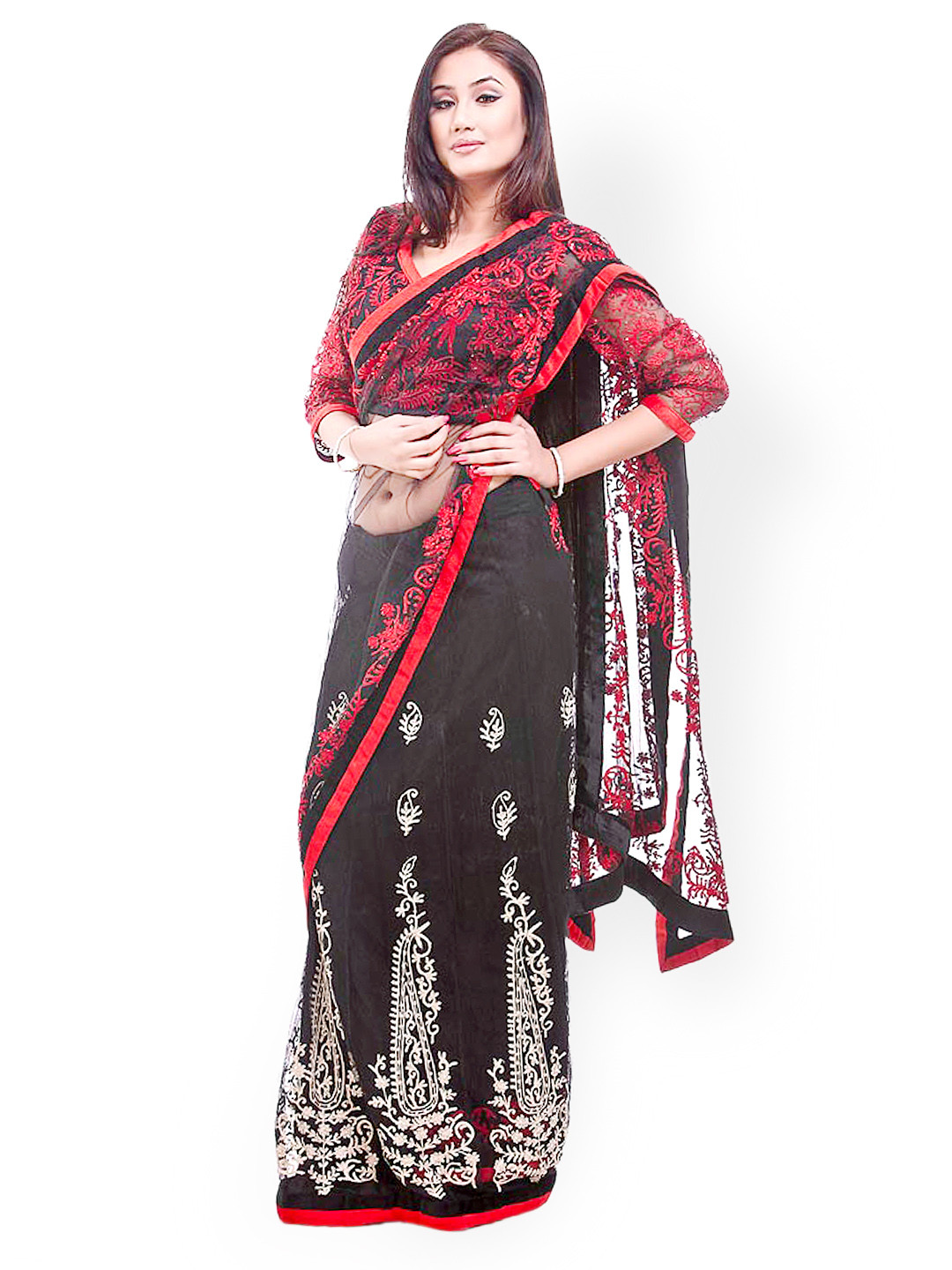 Chhabra 555 Black Embroidered Partywear Lehenga Saree