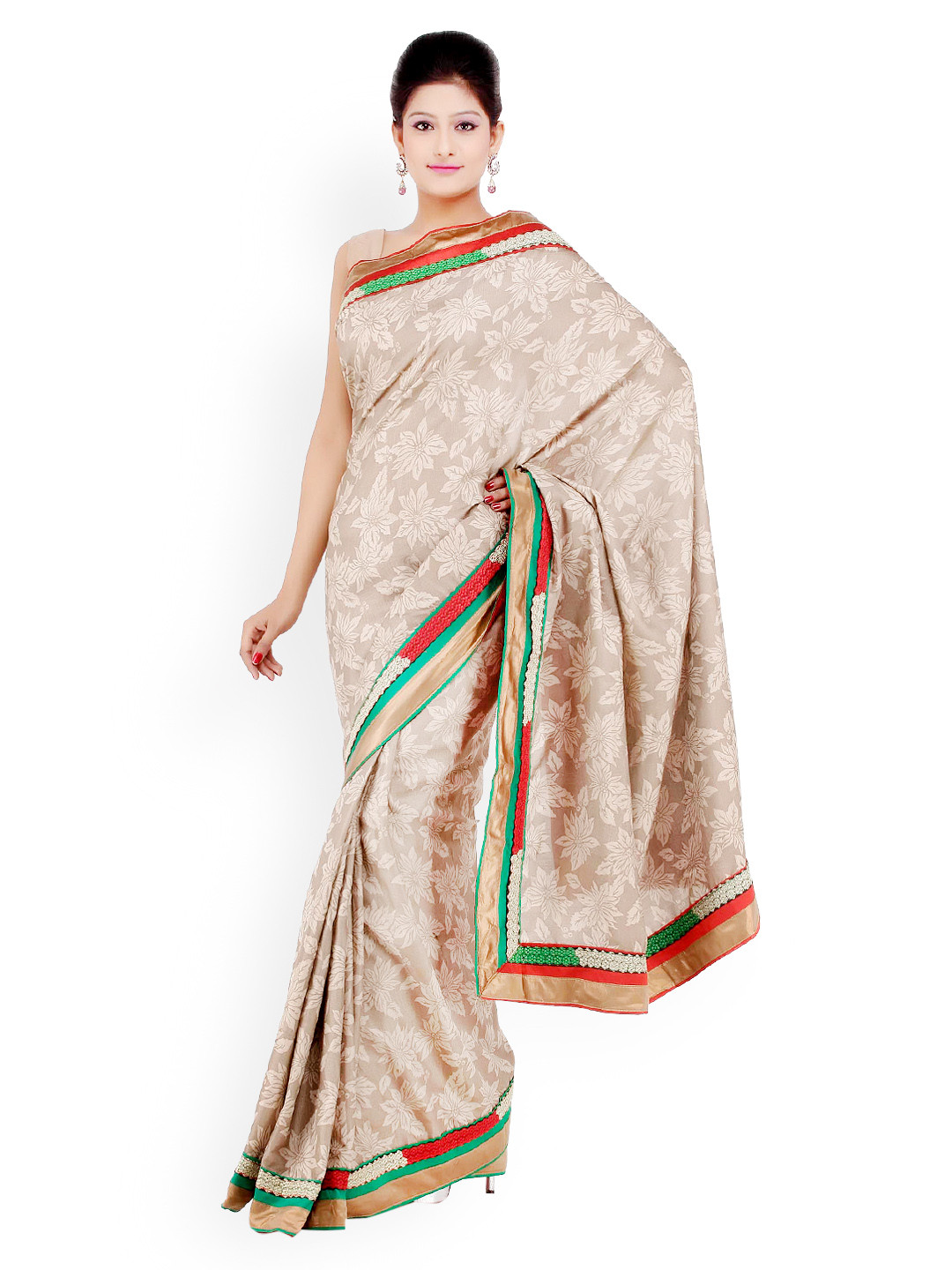 Chhabra 555 Beige Tussar Silk Fashion Saree