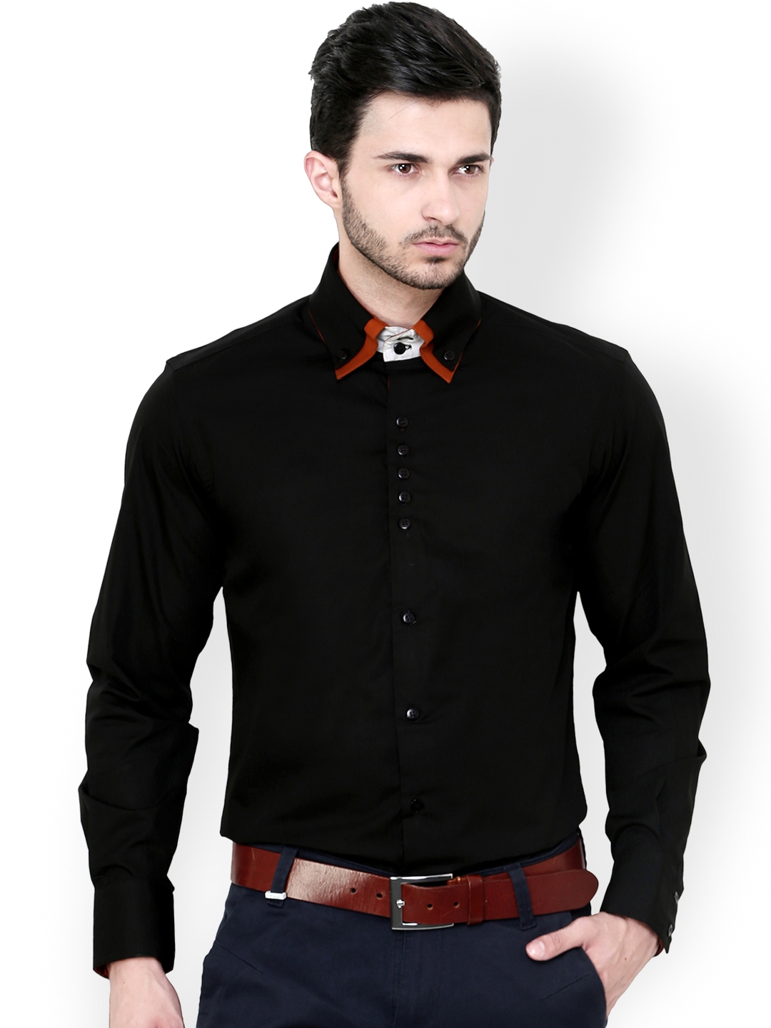 Buy Dazzio Black Slim Fit Semiformal Shirt  Shirts  for 