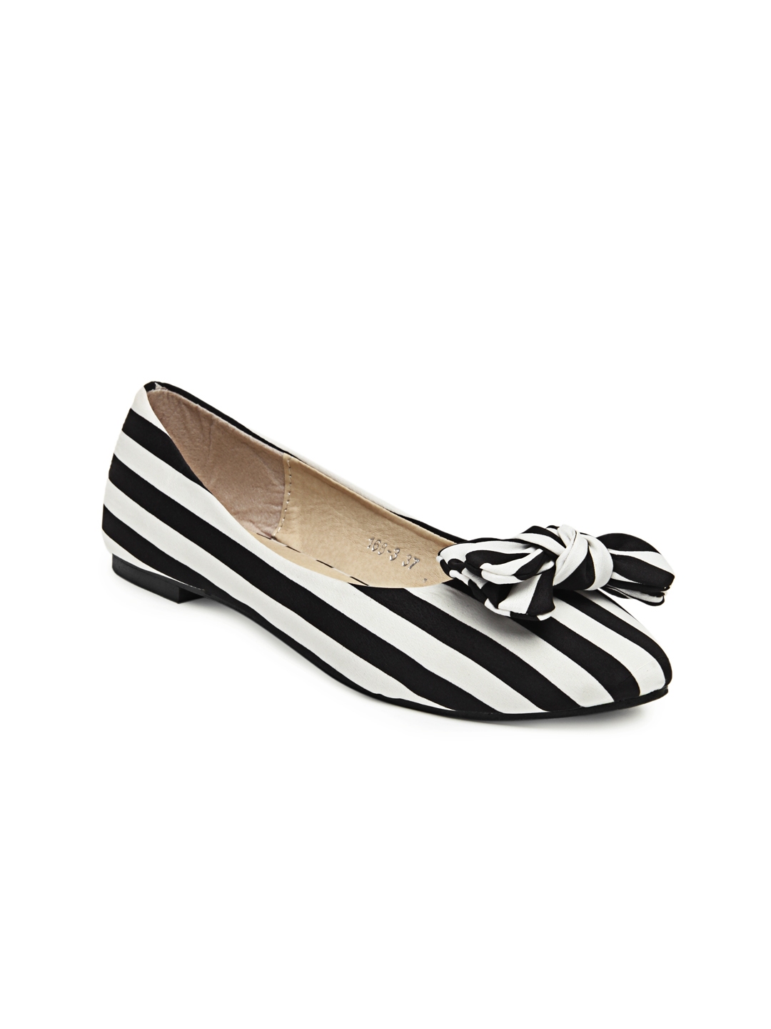 black and white striped flats