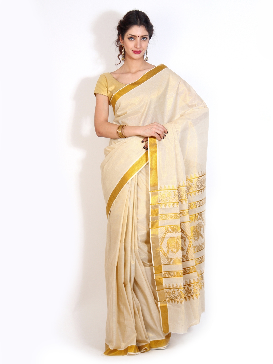 Top 132+ kerala saree golden blouse super hot