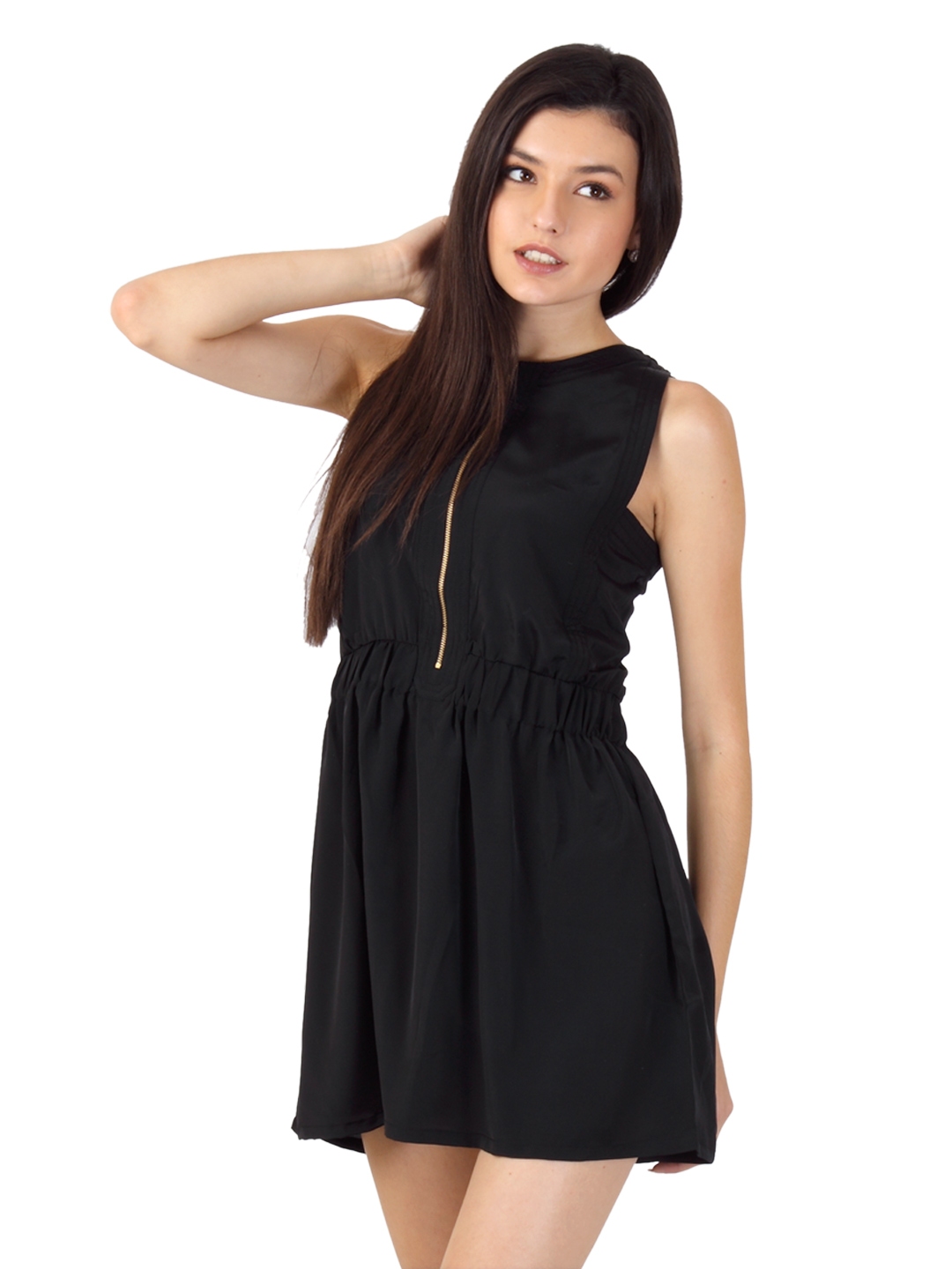 Buy Femella Women Black Front Zipper Dress - Dresses for Women 78940 |  Myntra