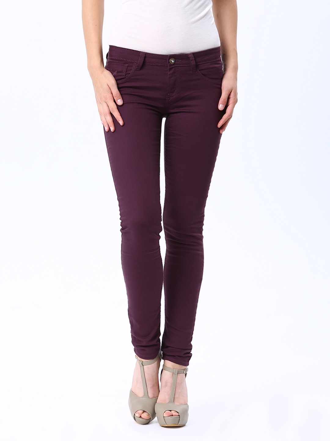 wine coloured jeans