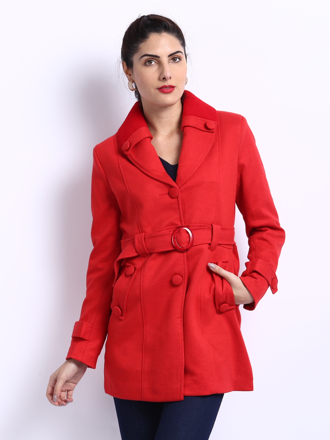 calvin klein red coat womens