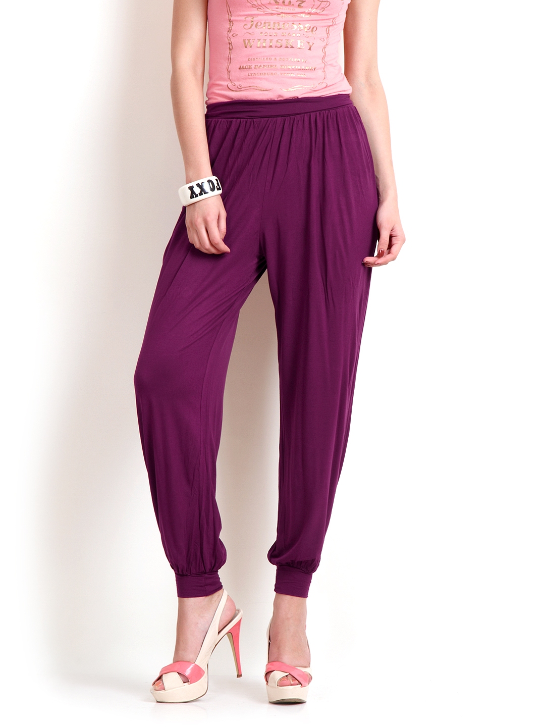 Buy Go Colors Women Purple Jersey Harem Pants  Harem Pants for Women  163284  Myntra