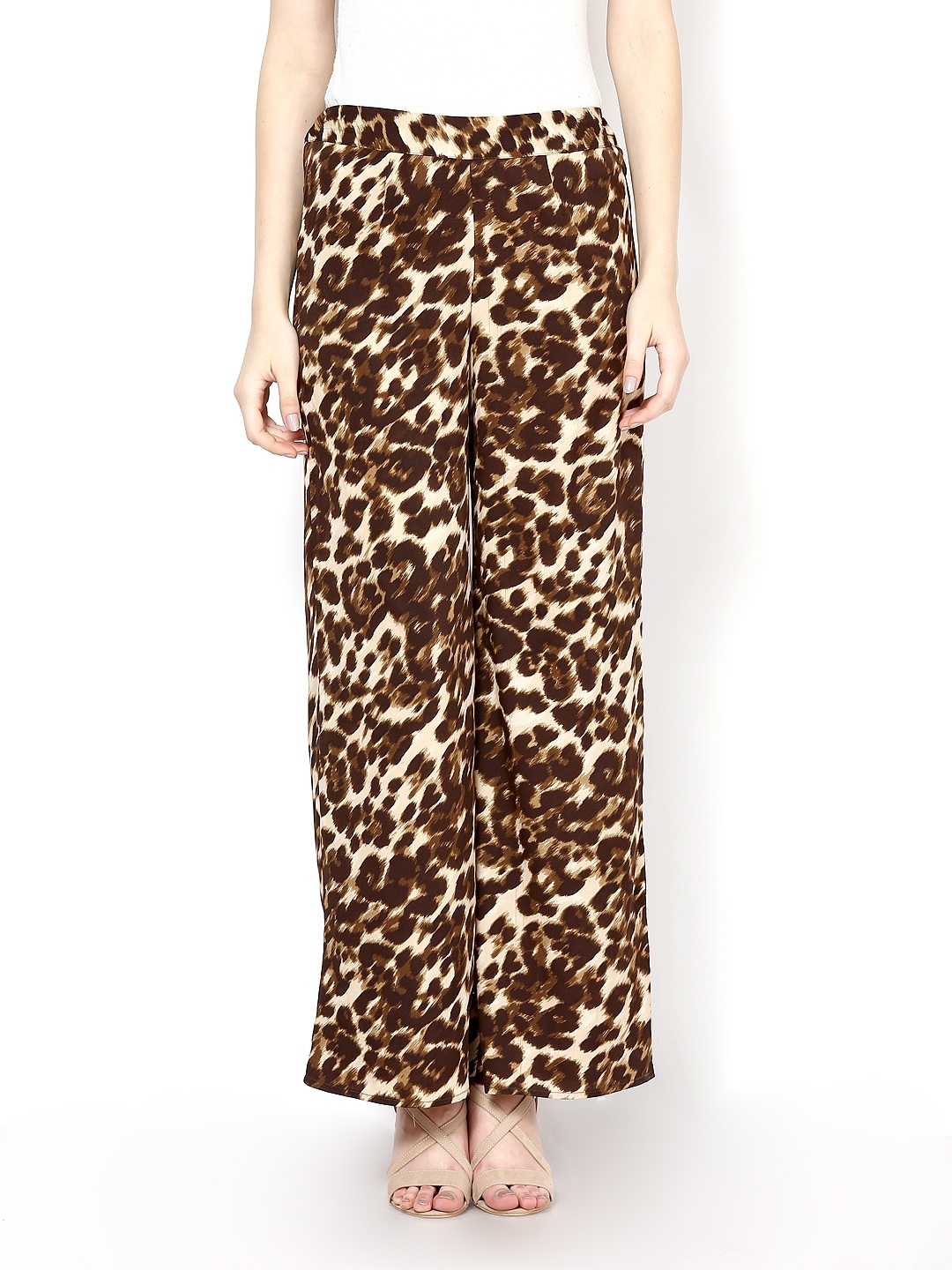High Waisted Leopard Print Wide Leg Palazzo Trousers Multi  LILY LULU  FASHION  SilkFred