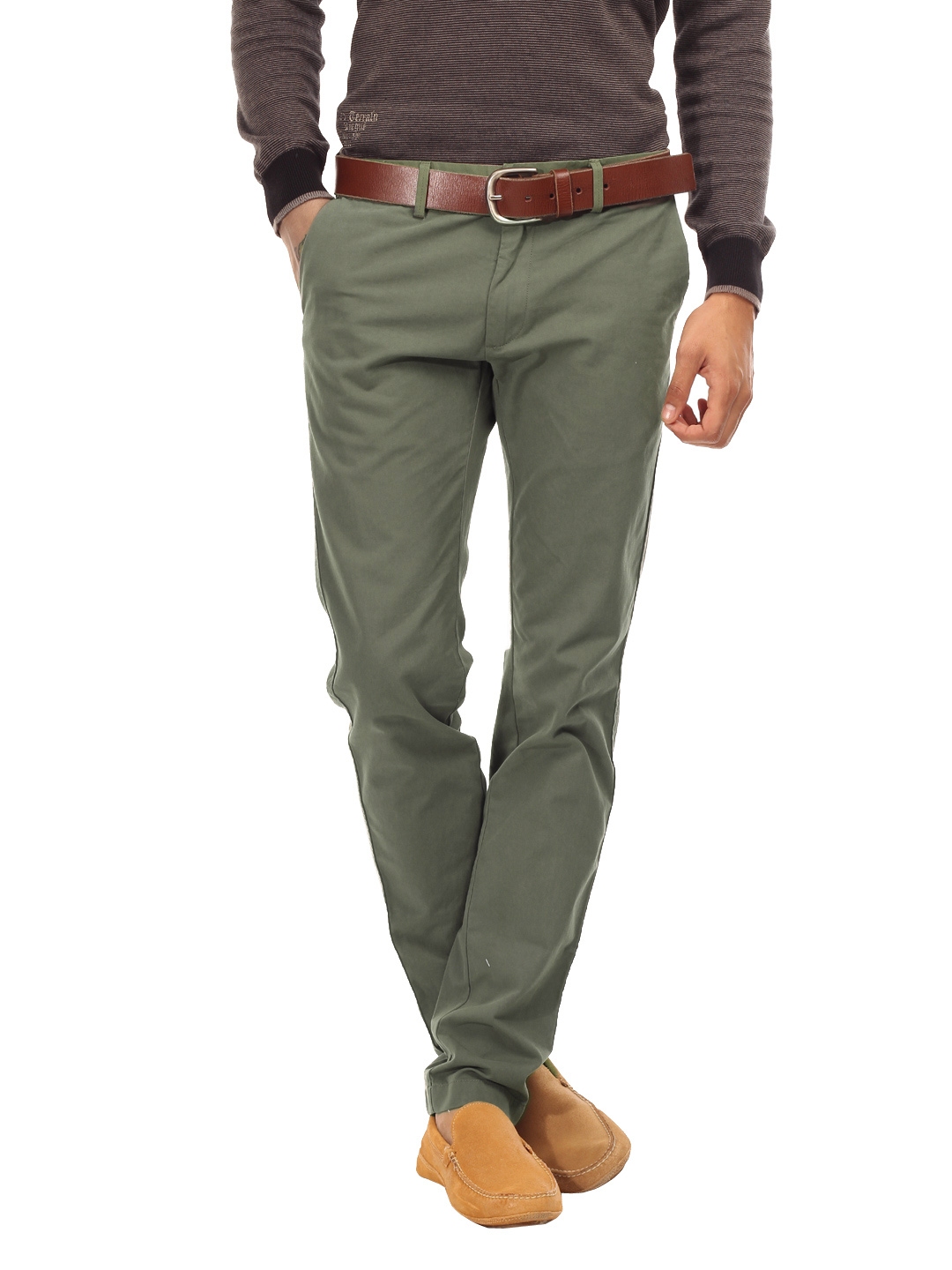 Buy Indian Terrain Men Brown Solid Brooklyn Slim Fit Flat Front Trousers   Trousers for Men 1467811  Myntra