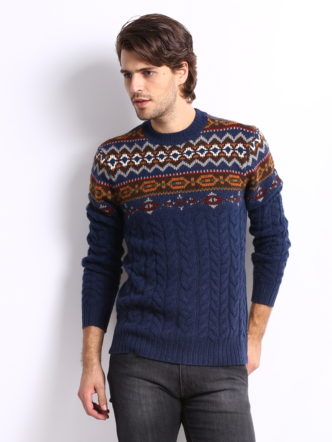 Buy Levis Men Blue Cable Knit Sweater - Sweaters for Men 204703 | Myntra