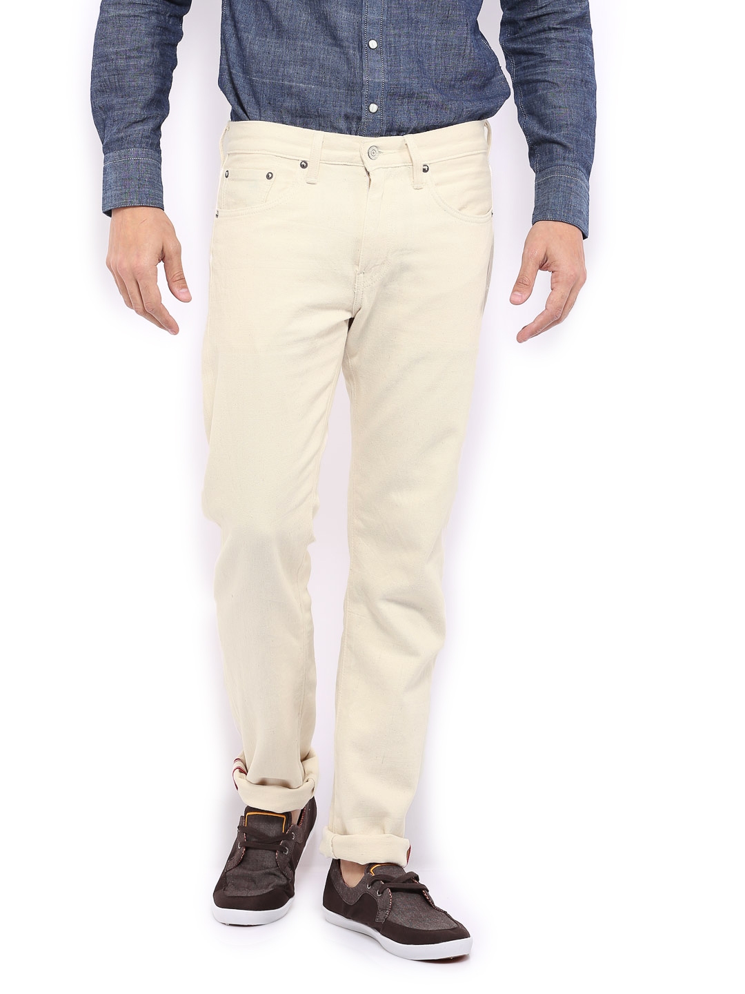 Buy Levis Men Cream Coloured 511 Khadi Slim Fit Jeans - Jeans for Men  399428 | Myntra