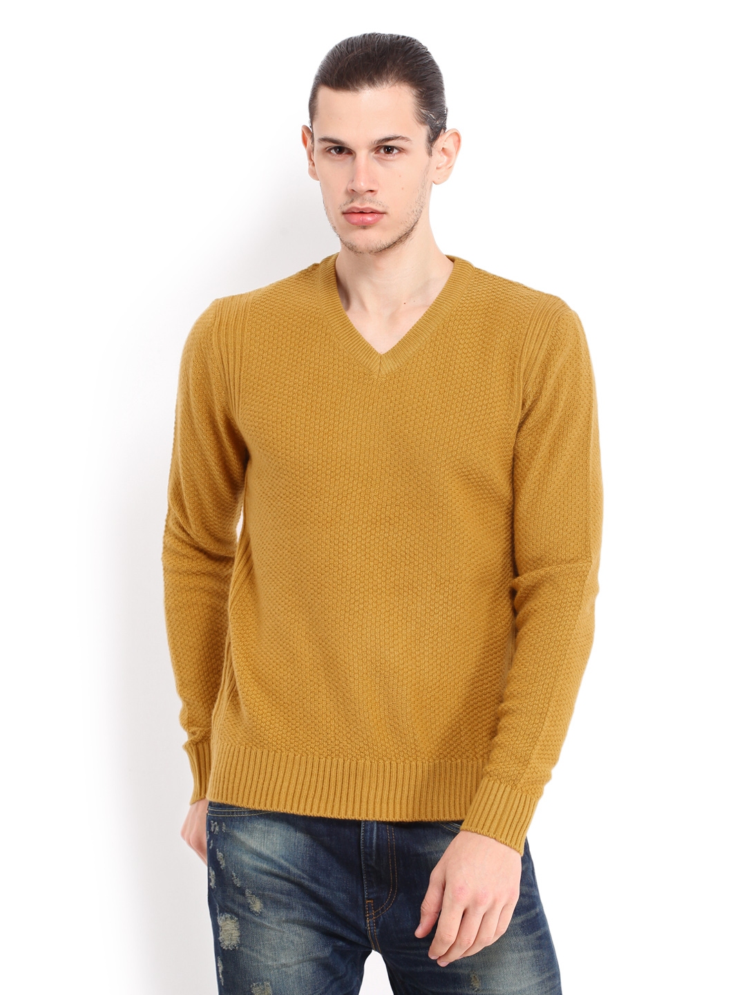 Mustard yellow long cardigan sweater men boutique