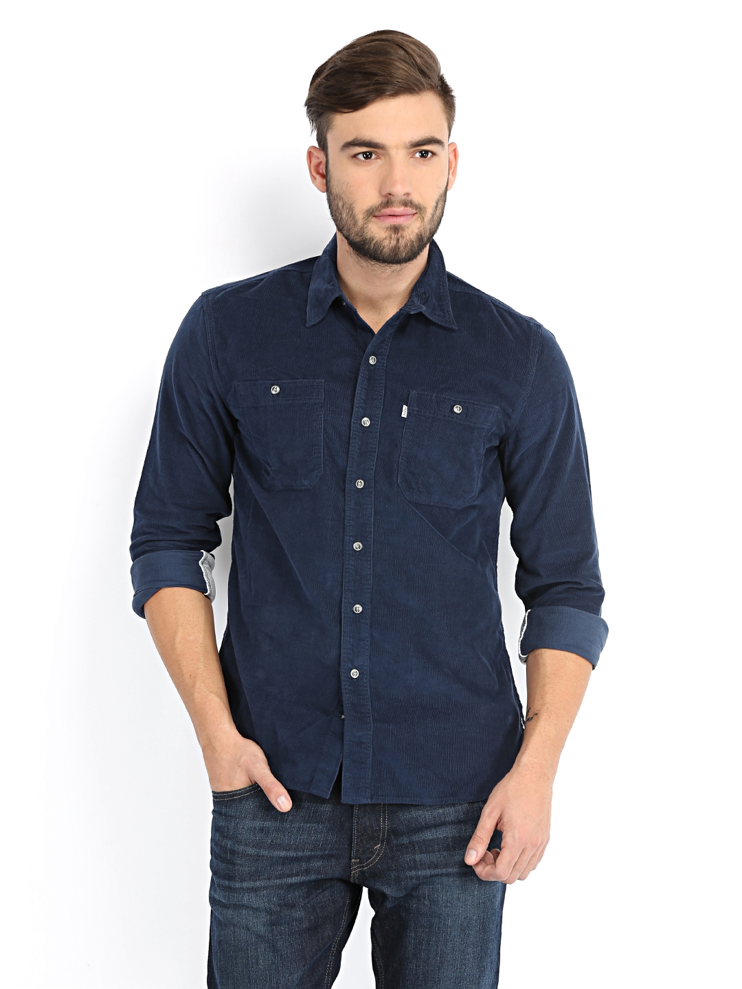 Buy Levis Men Navy Corduroy Slim Fit Casual Shirt - Shirts for Men 485264 |  Myntra