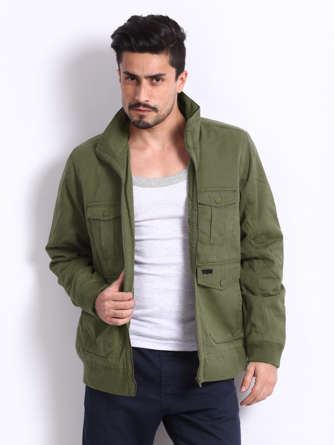 Buy Levis Men Olive Green Padded Jacket - Jackets for Men 223265 | Myntra