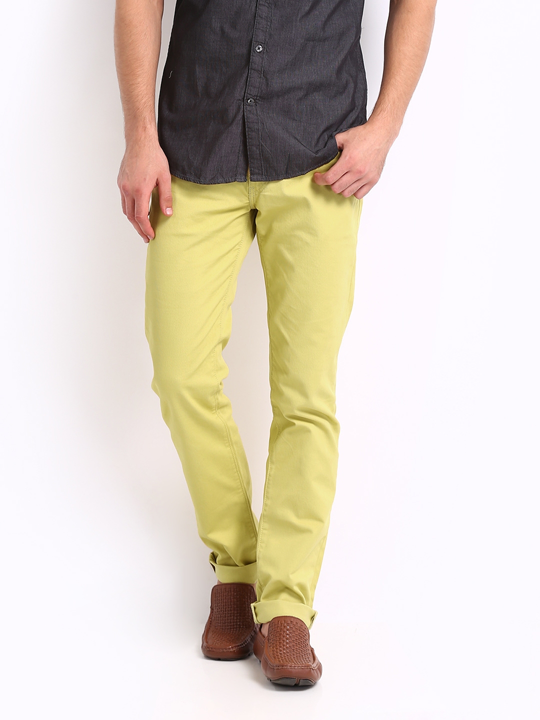 Mens Mustard Yellow Drill Jeans  Peter Christian