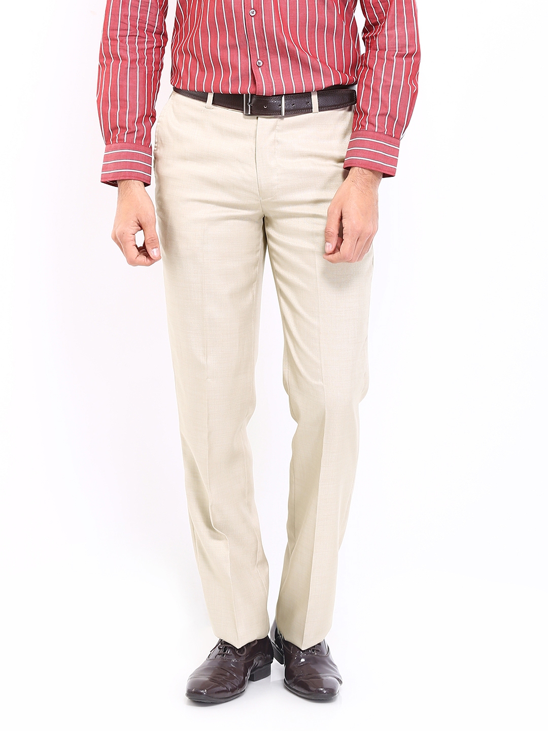 Buy London Bridge Cream Coloured Slim Fit Casual Trousers  Trousers for  Men 970193  Myntra