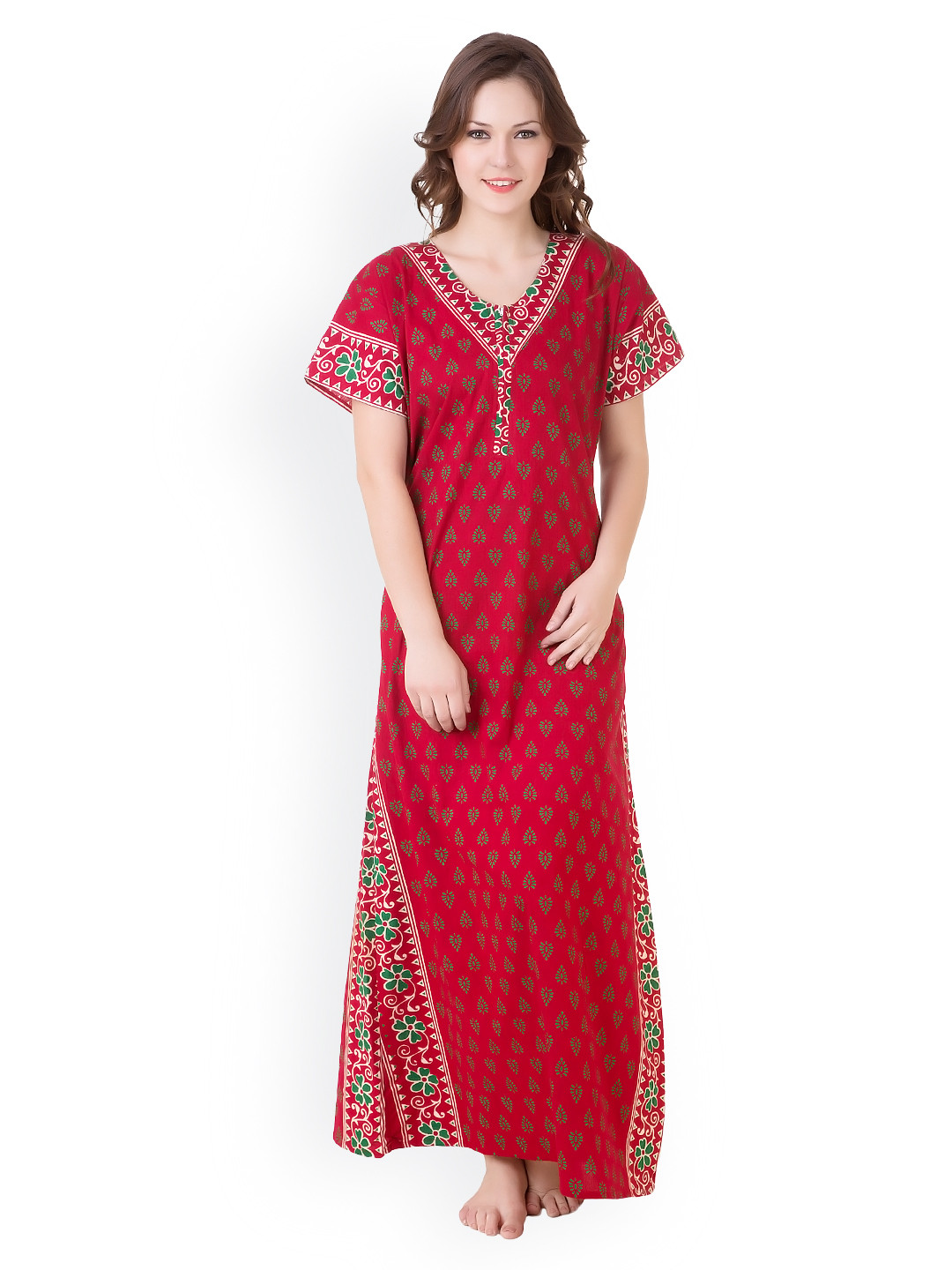 Masha Red Printed Maxi Nightdress NT50-172