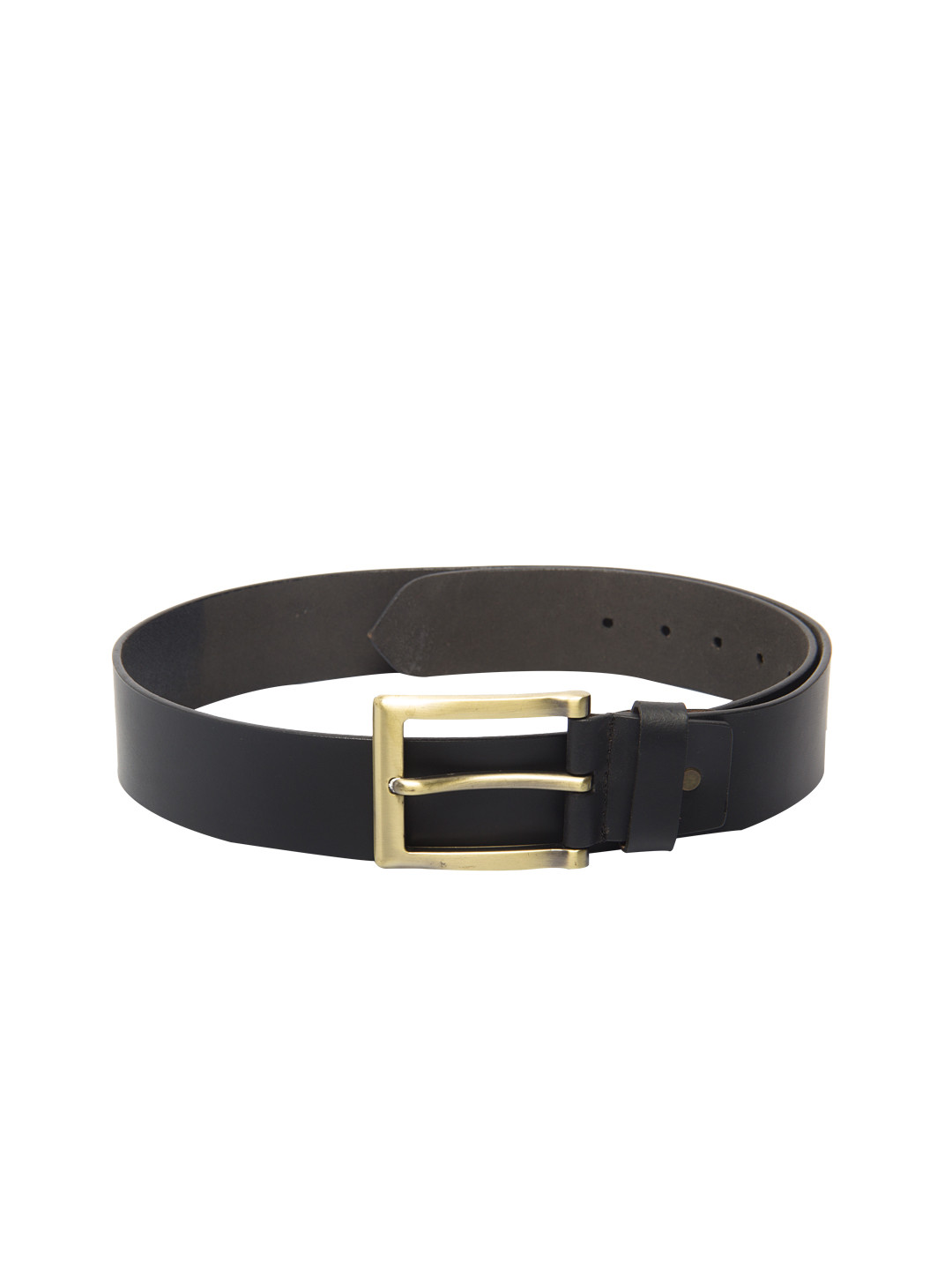 Pacific Gold Black Leather Belt