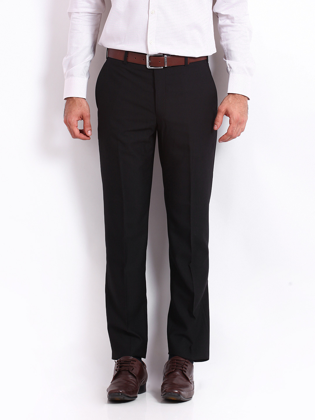 mens black slim fit smart trousers
