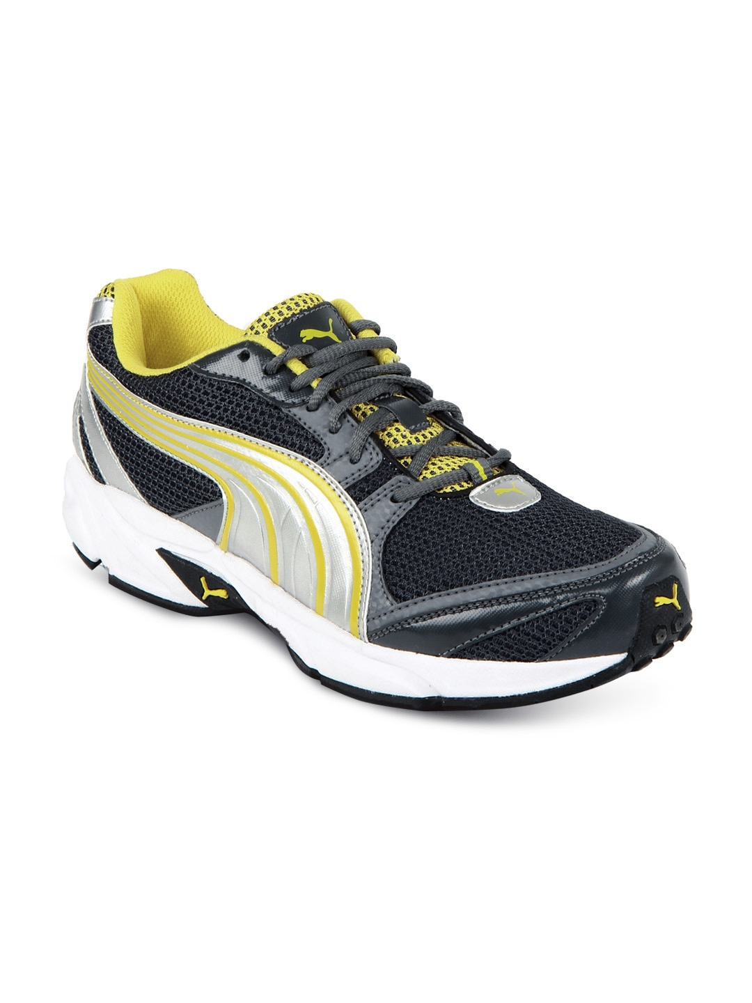 puma flash grey and yellow running shoes