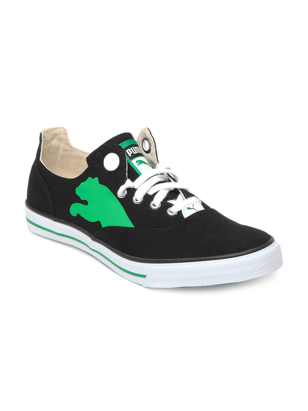 puma unisex black & green limnos cat casual shoes