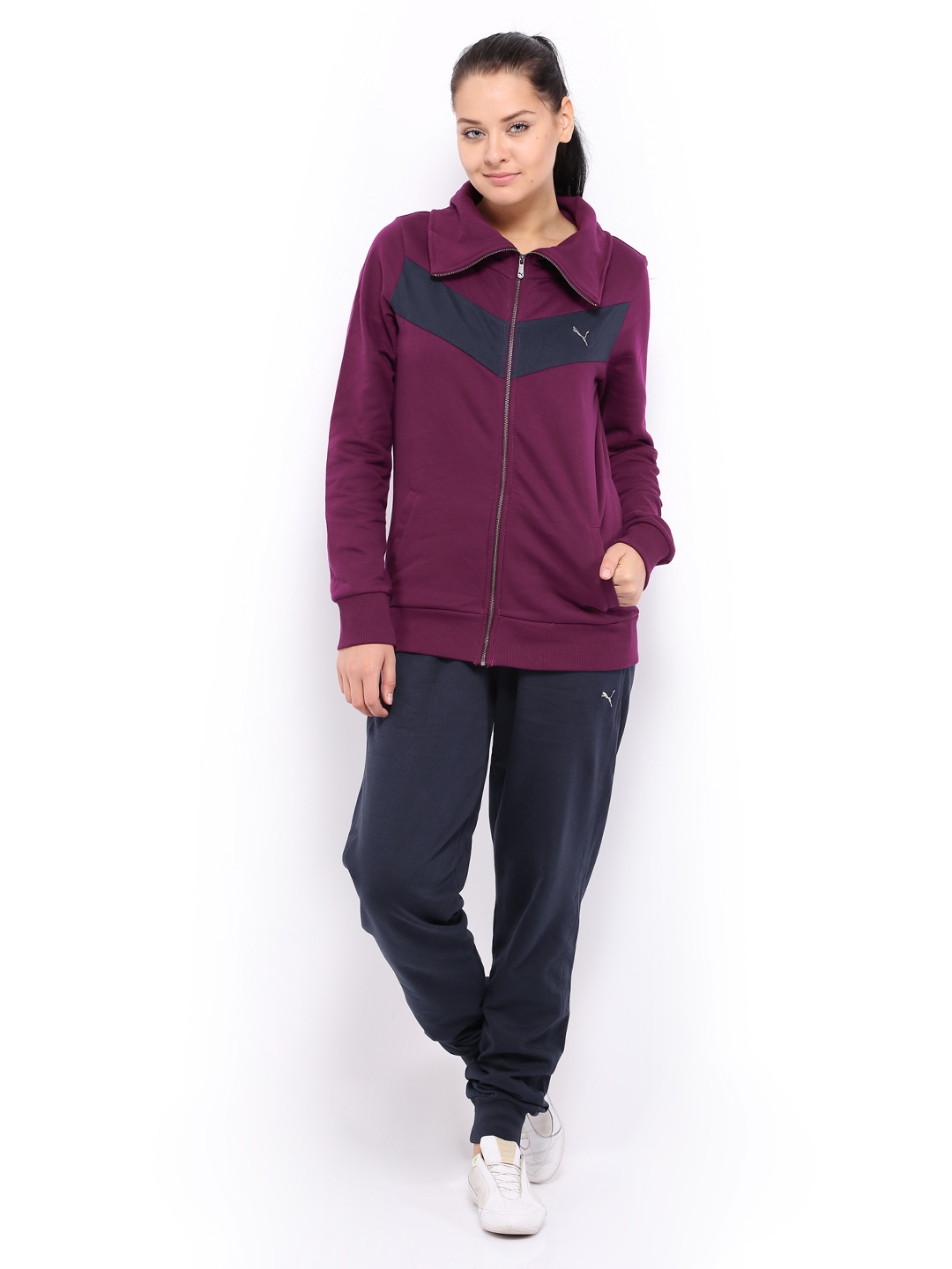 Buy Puma Women Purple \u0026 Navy Track Suit 