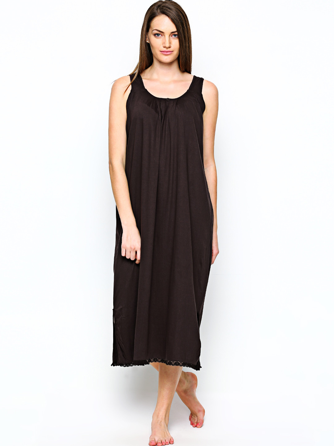 Red Rose Coffee Brown Maxi Nightdress SANDHYA