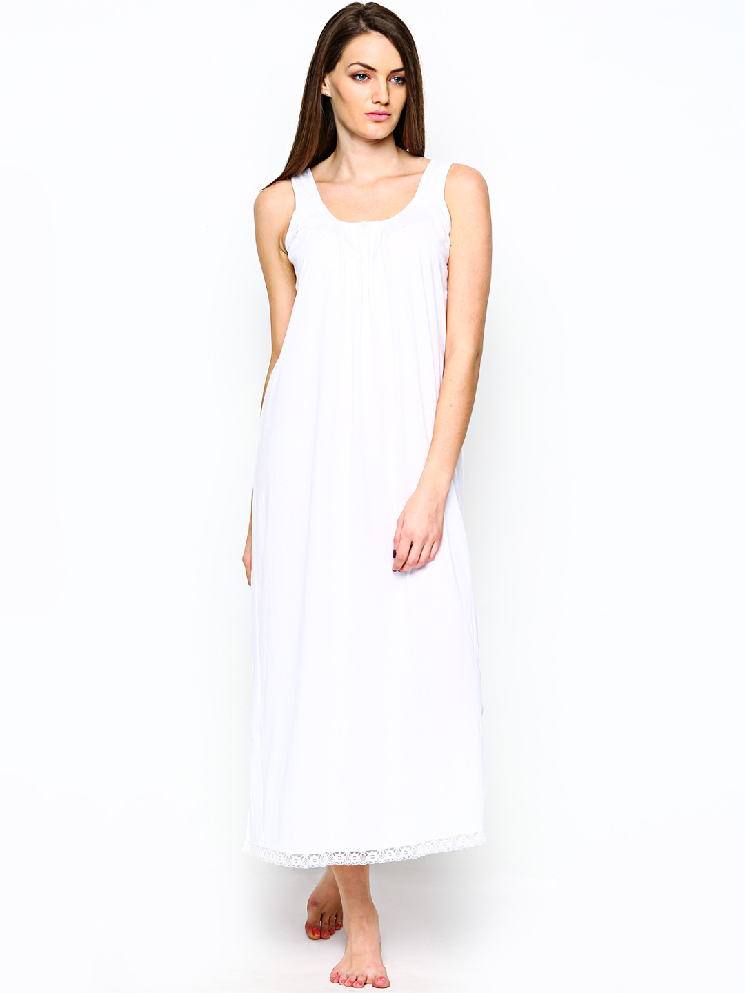 Red Rose White Maxi Nightdress SANDHYA